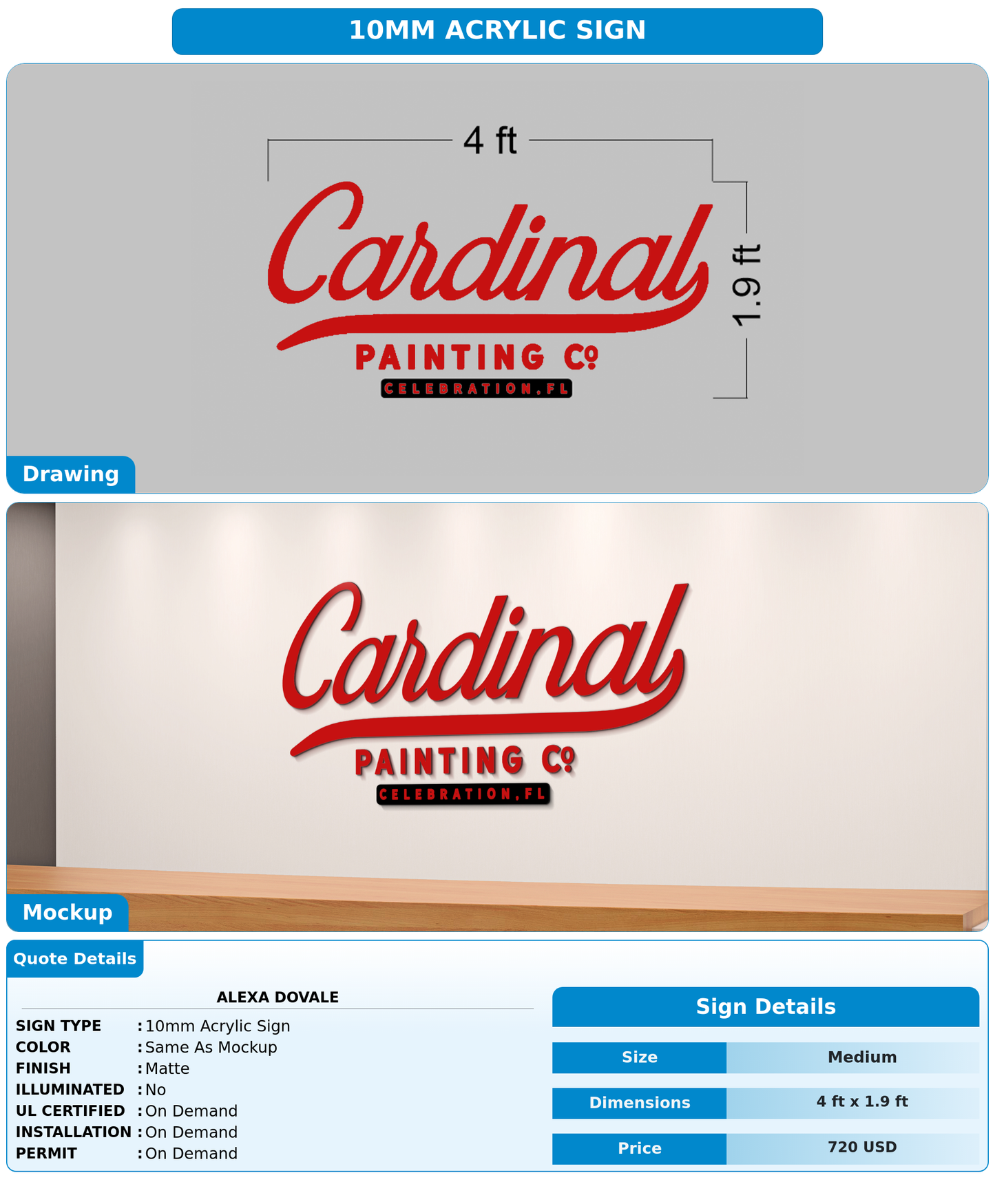 CUSTOM MOCKUP SIGN FOR Alexa Dovale