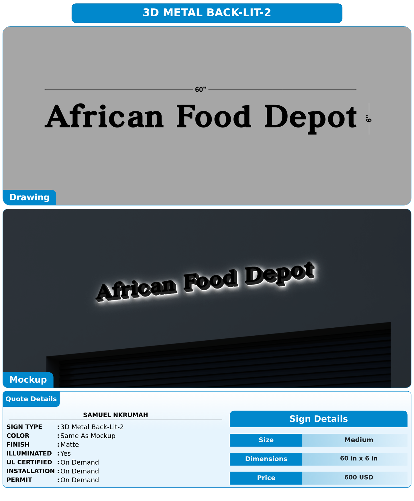 CUSTOM MOCKUP SIGN FOR Samuel Nkrumah