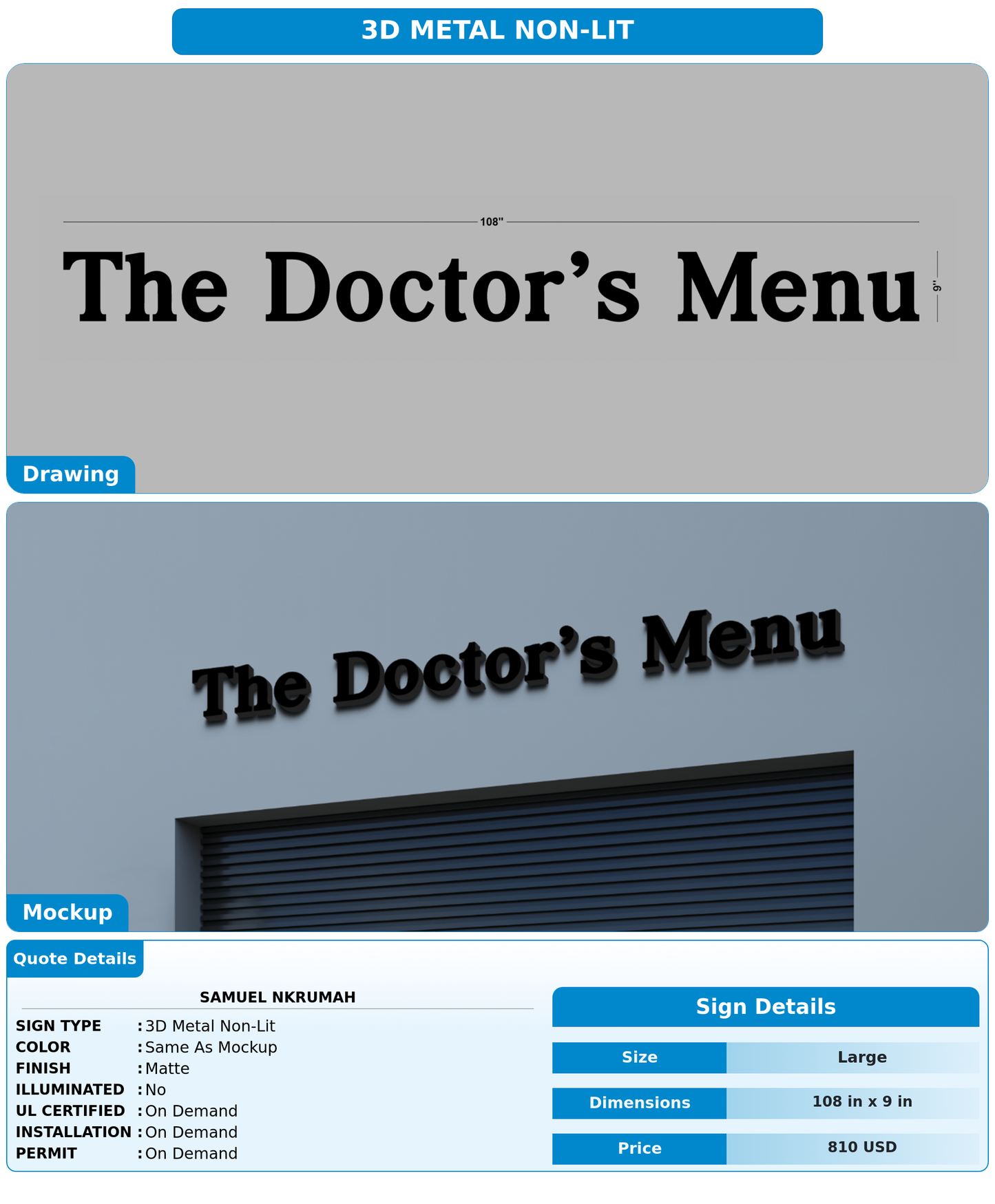 CUSTOM MOCKUP SIGN FOR Samuel Nkrumah