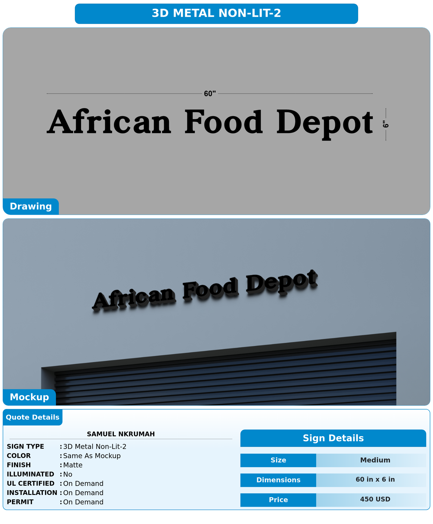 CUSTOM MOCKUP SIGN FOR Samuel Nkrumah