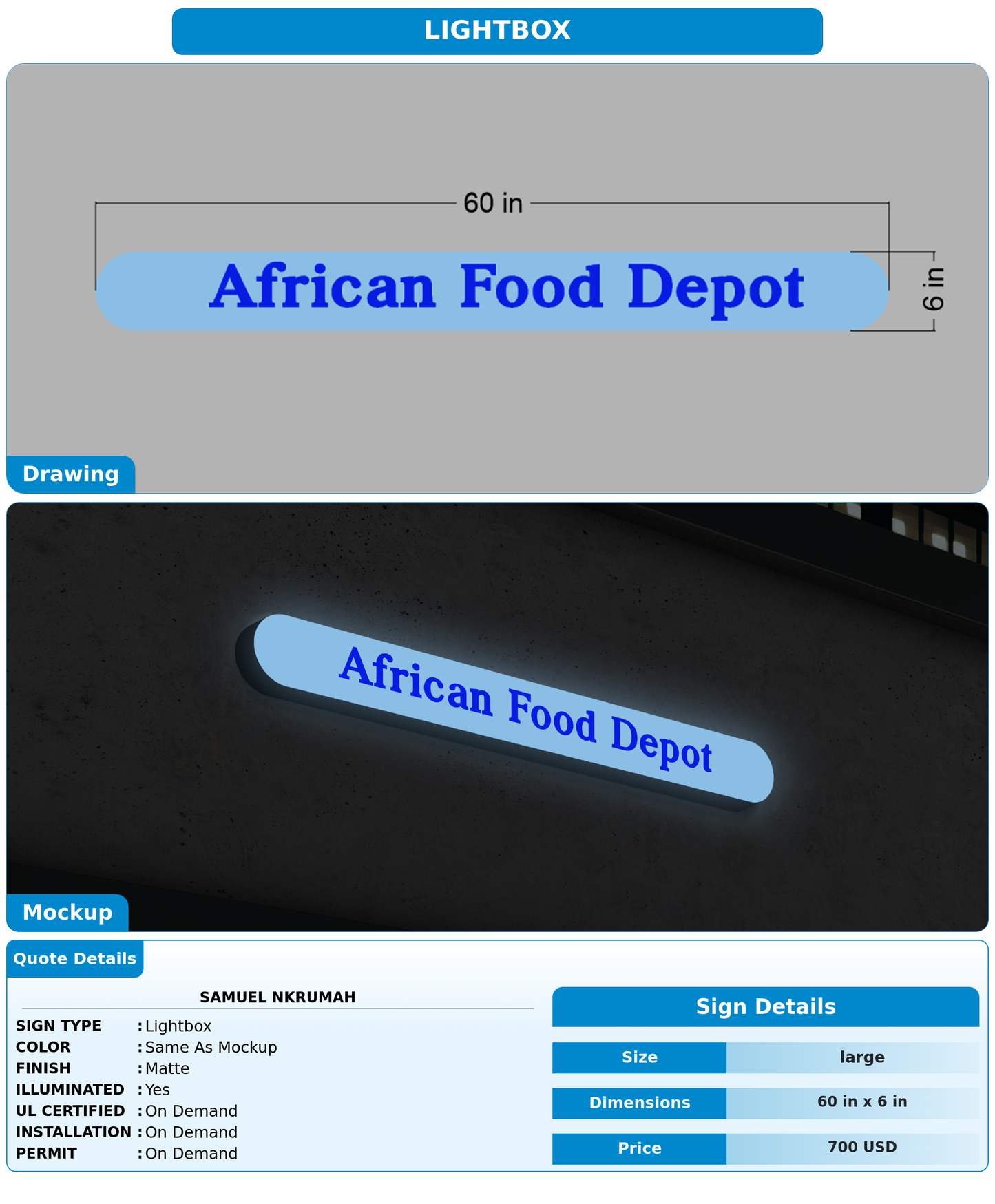 CUSTOM MOCKUP SIGN FOR Samuel Nkrumah