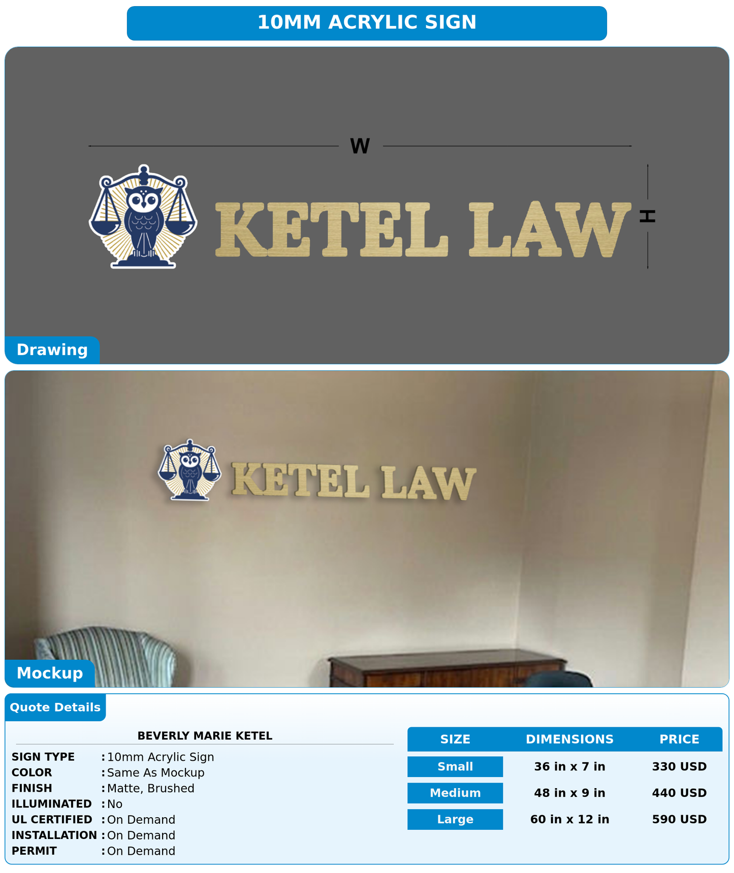 CUSTOM MOCKUP SIGN FOR Beverly Marie Ketel