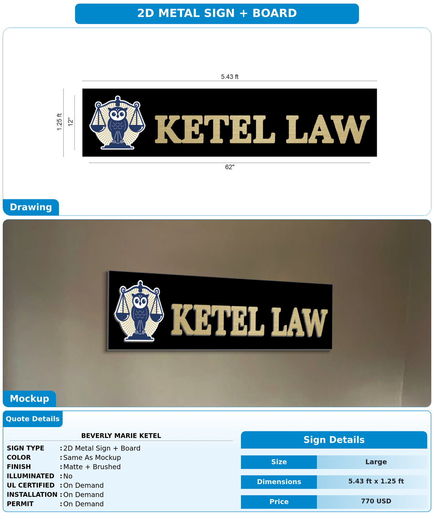 CUSTOM MOCKUP SIGN FOR Beverly Marie Ketel
