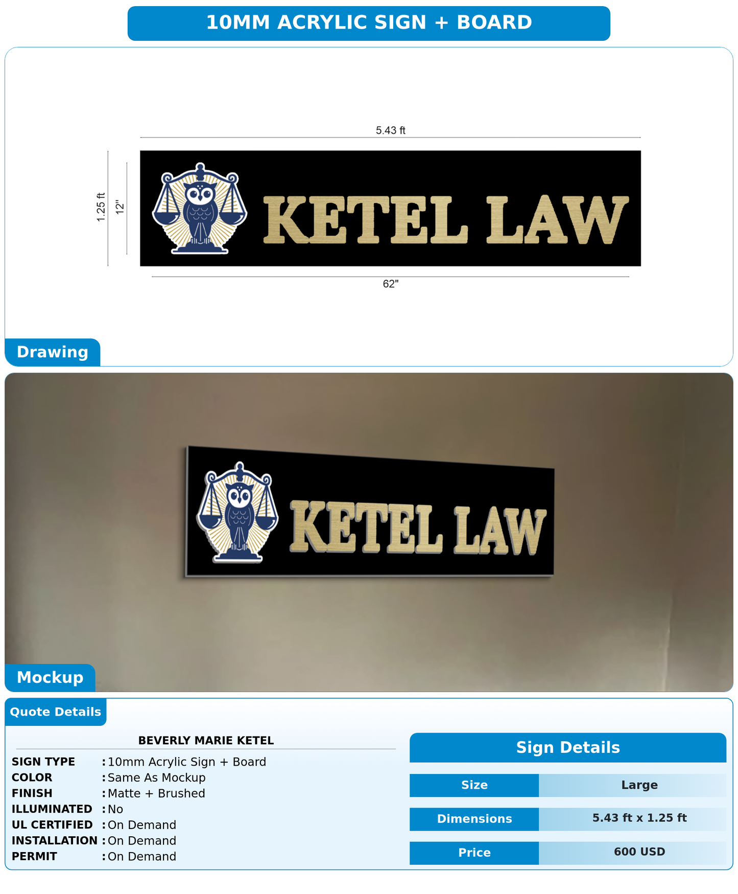 CUSTOM MOCKUP SIGN FOR Beverly Marie Ketel