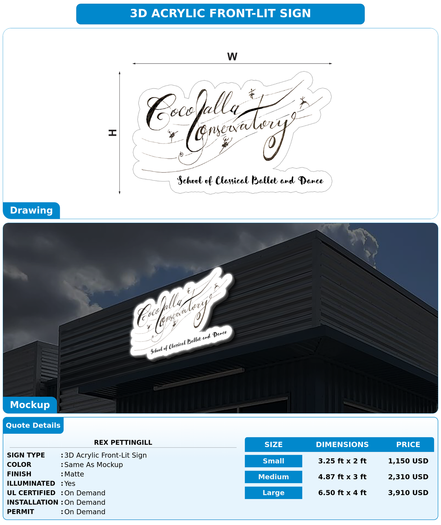 CUSTOM MOCKUP SIGN FOR Rex Pettingill