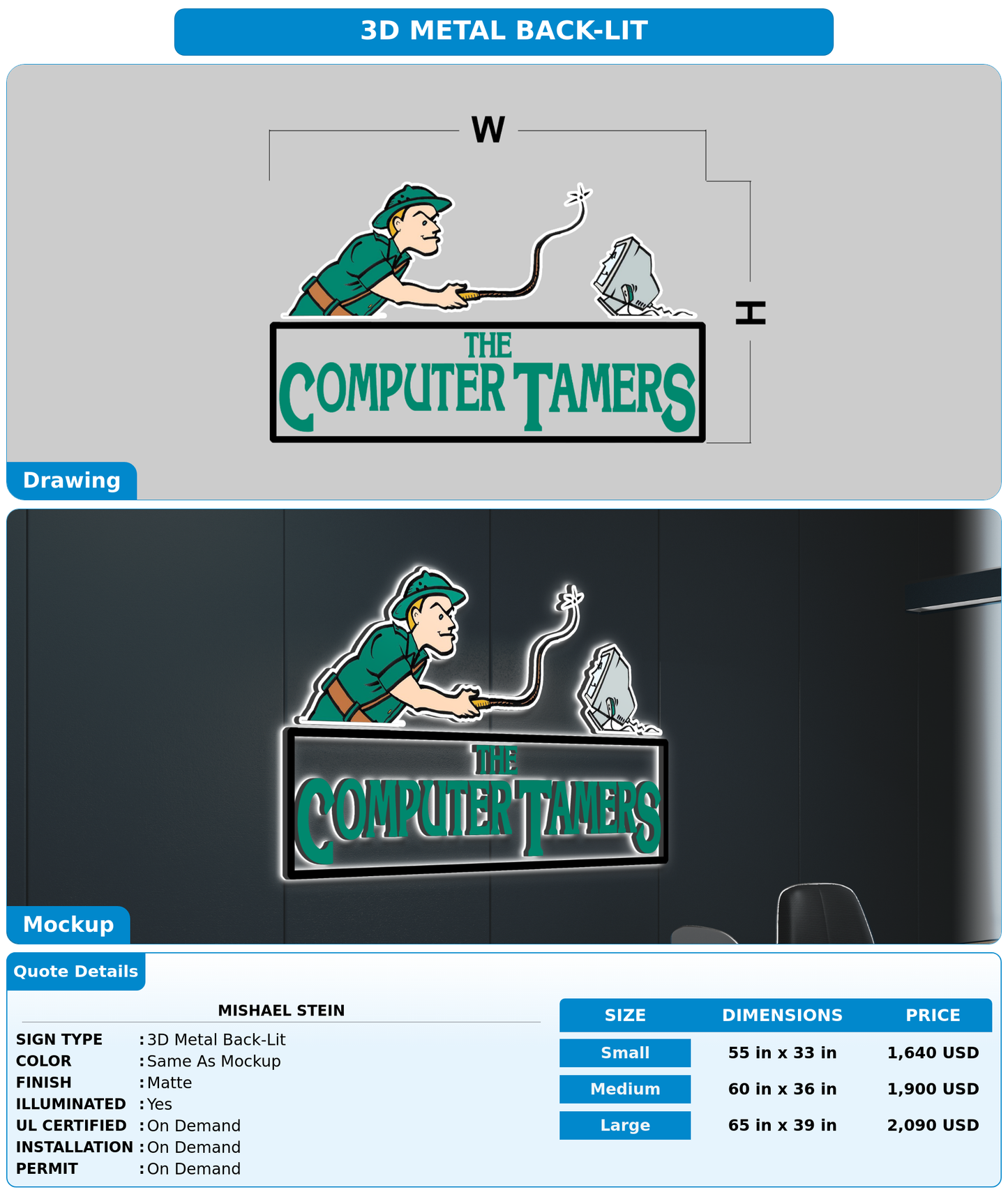 CUSTOM MOCKUP SIGN FOR Mishael Stein
