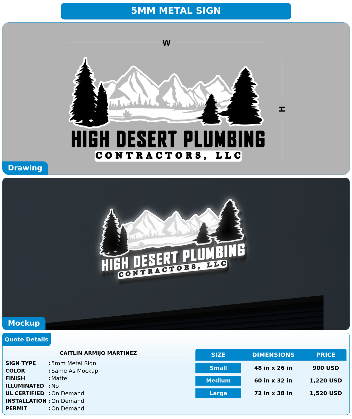 CUSTOM MOCKUP SIGN FOR Caitlin Armijo Martinez