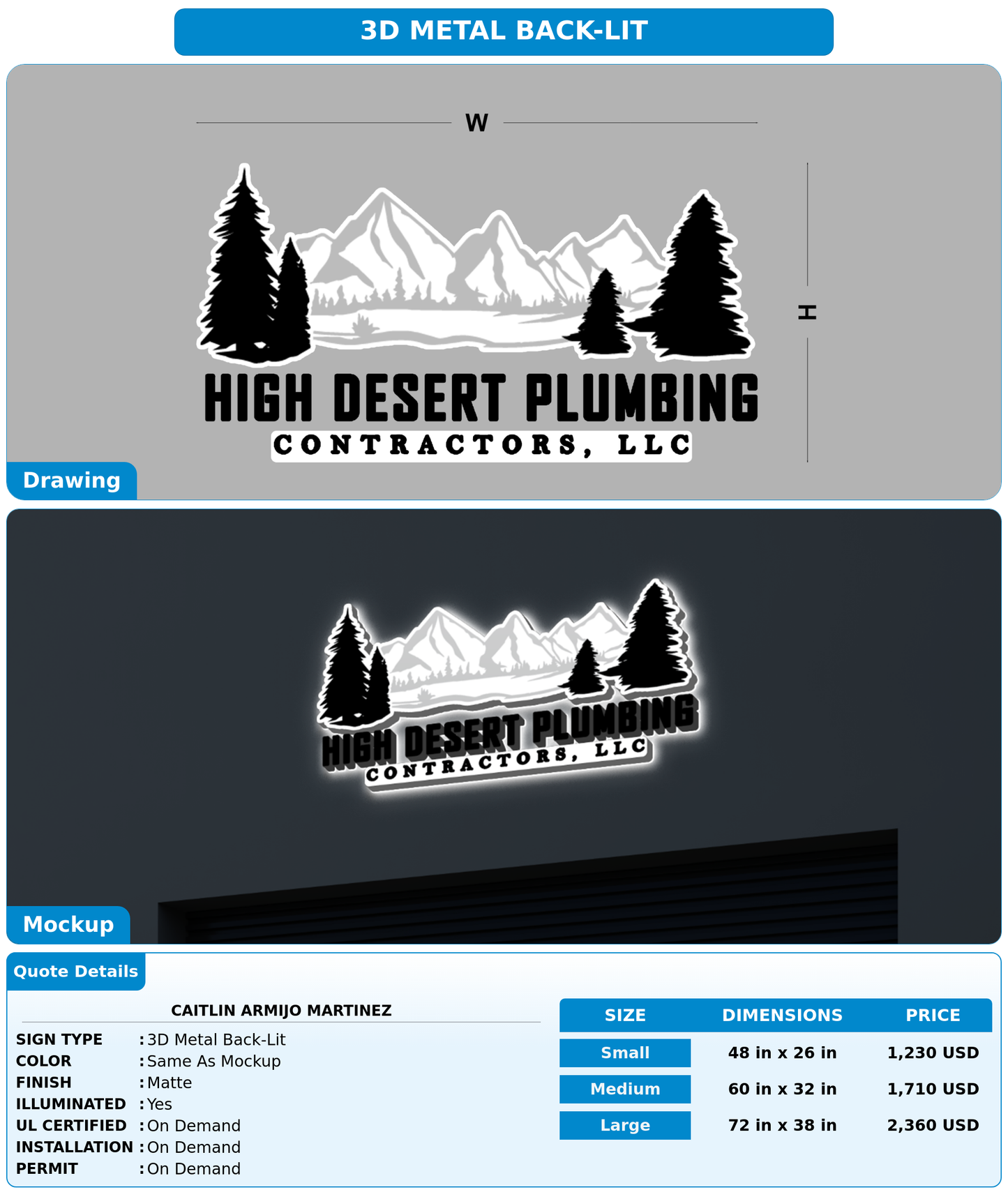 CUSTOM MOCKUP SIGN FOR Caitlin Armijo Martinez