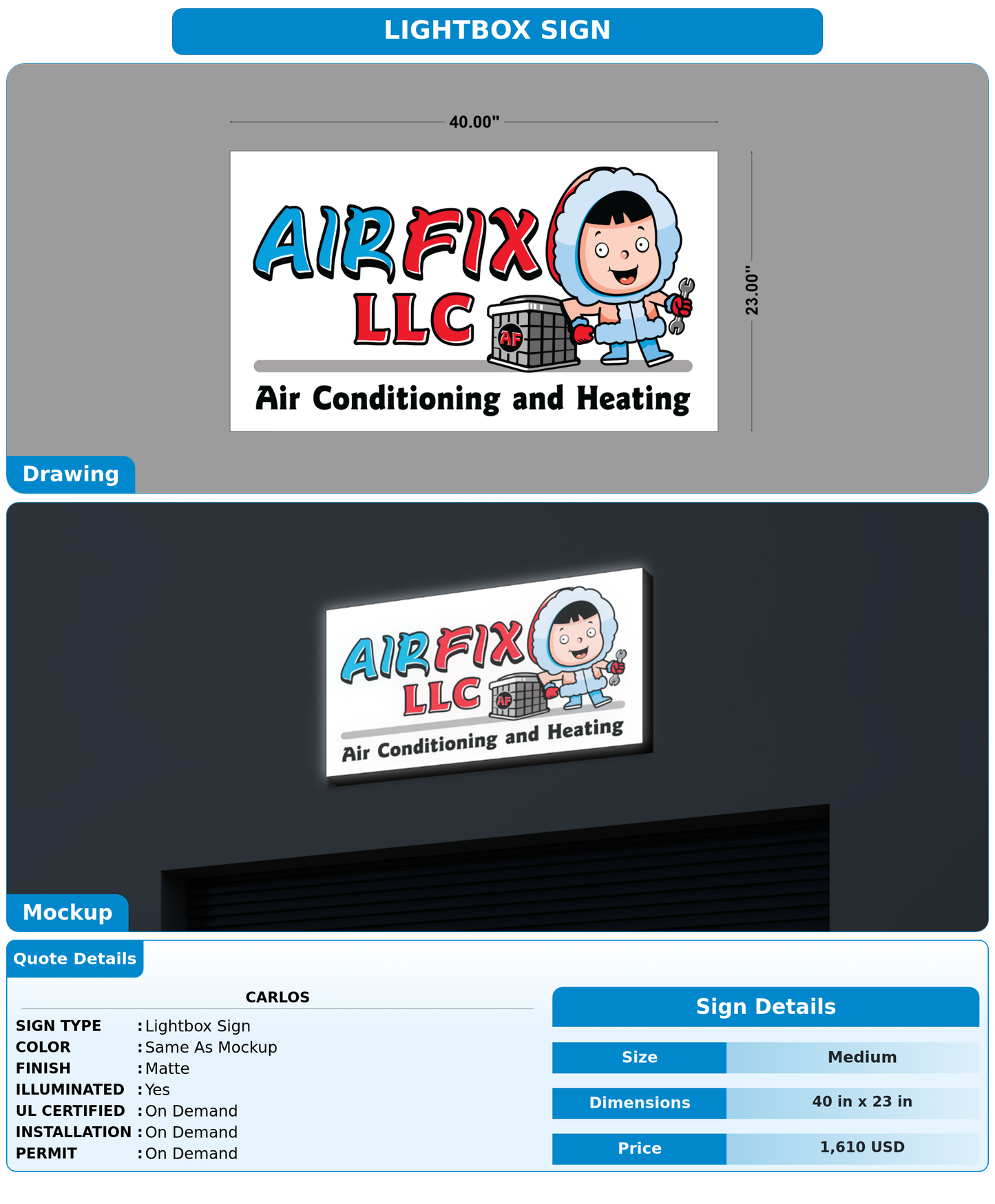 CUSTOM MOCKUP SIGN FOR Carlos