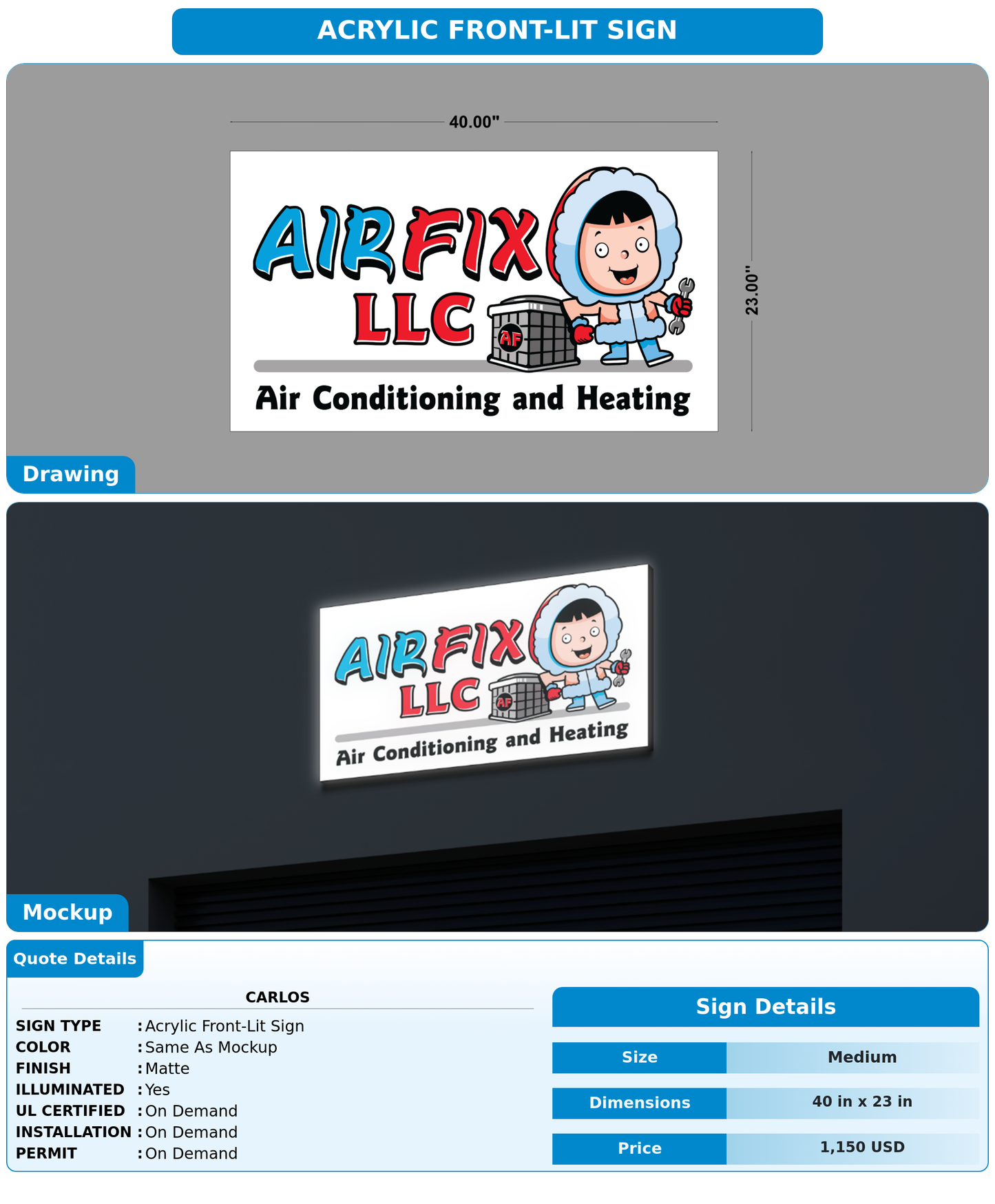 CUSTOM MOCKUP SIGN FOR Carlos