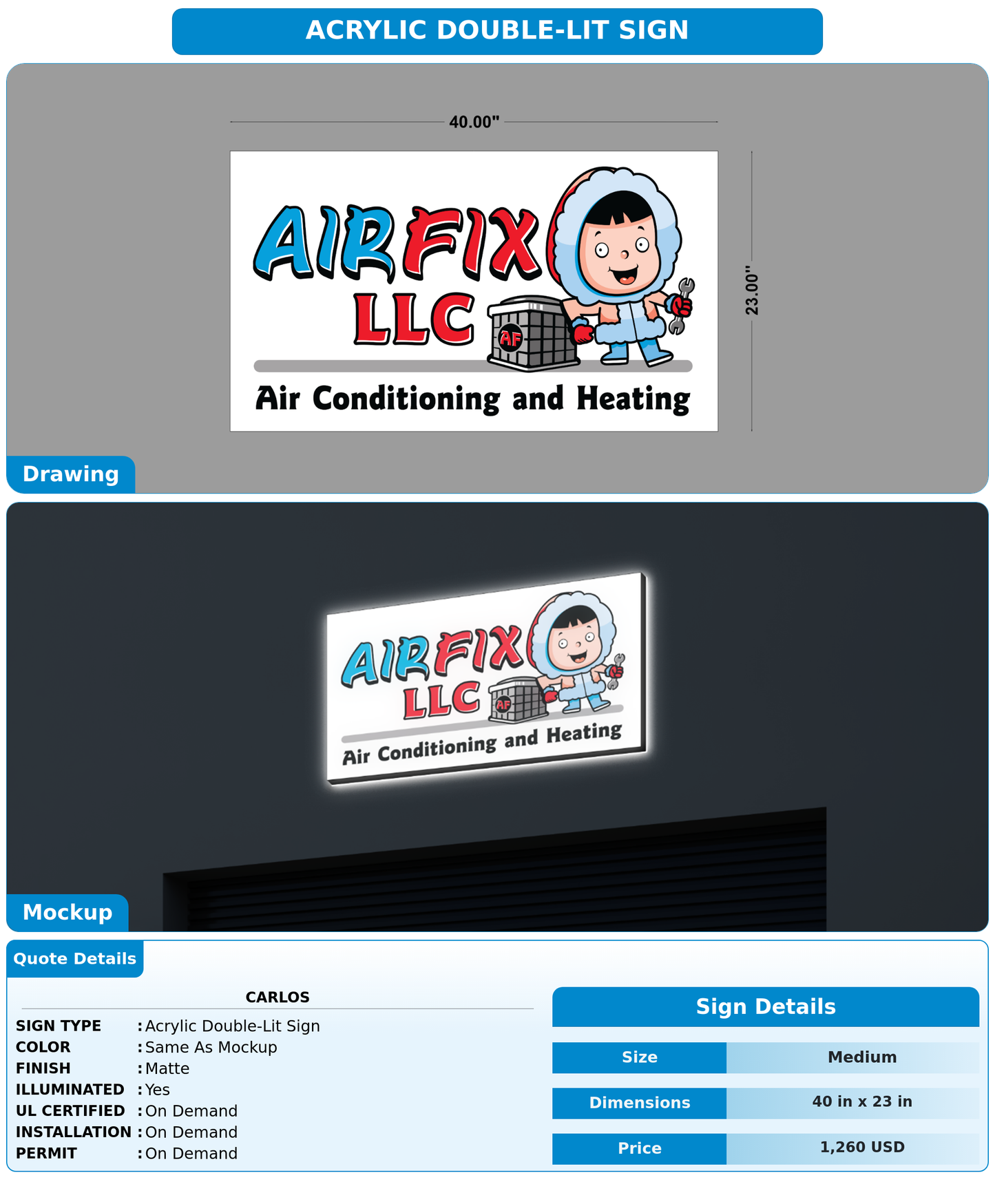 CUSTOM MOCKUP SIGN FOR Carlos
