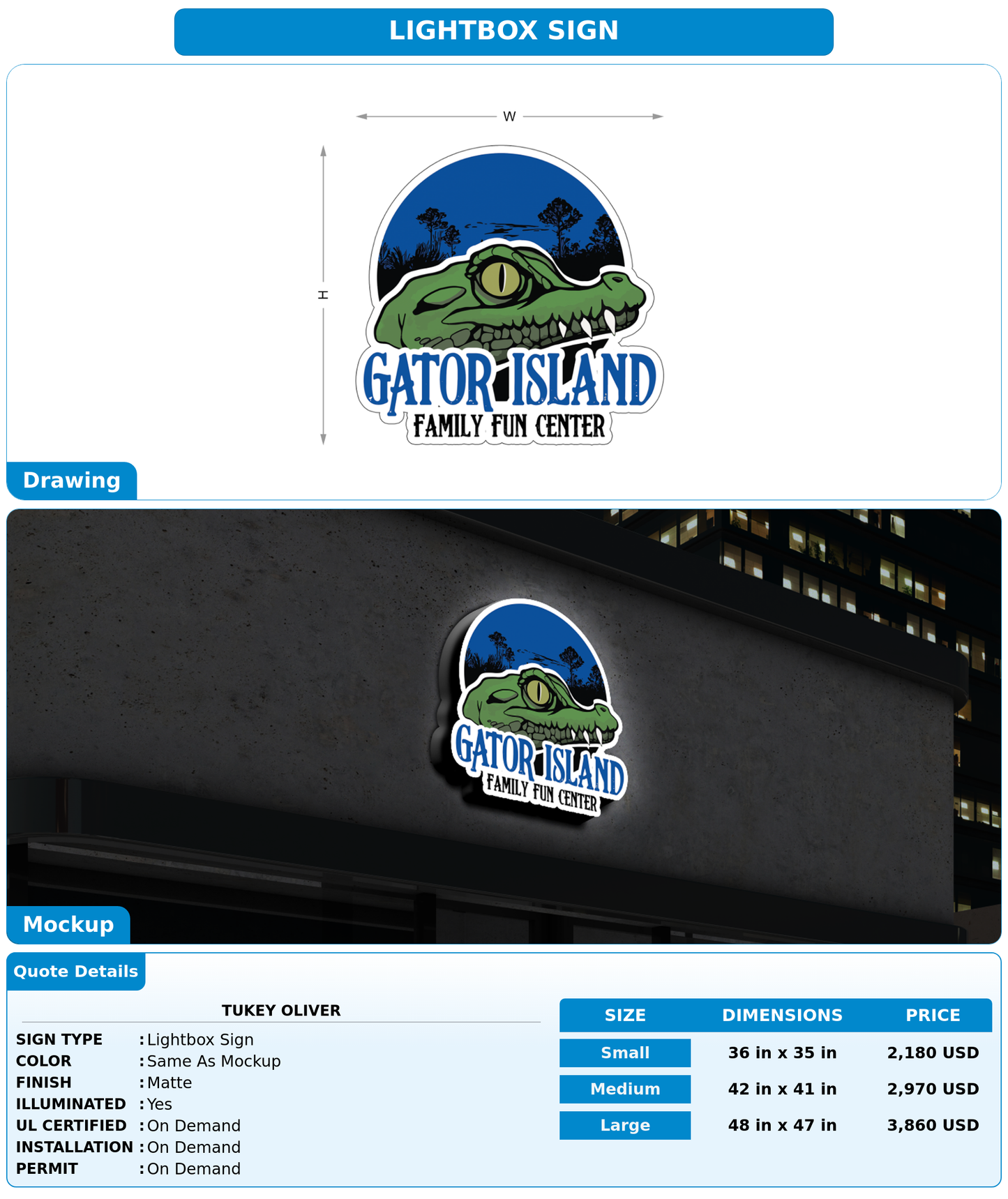 CUSTOM MOCKUP SIGN FOR Tukey oliver