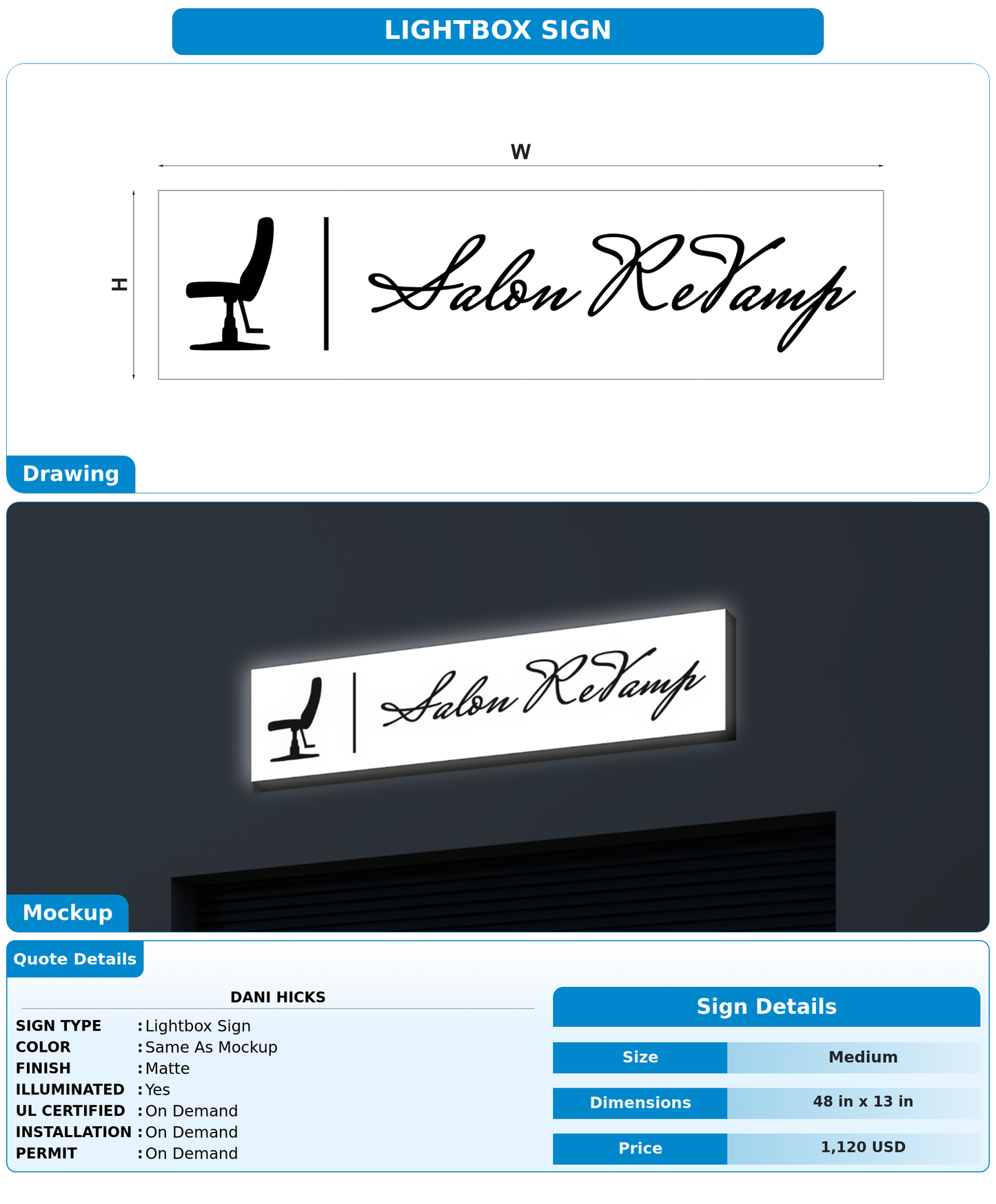 CUSTOM MOCKUP SIGN FOR Dani Hicks