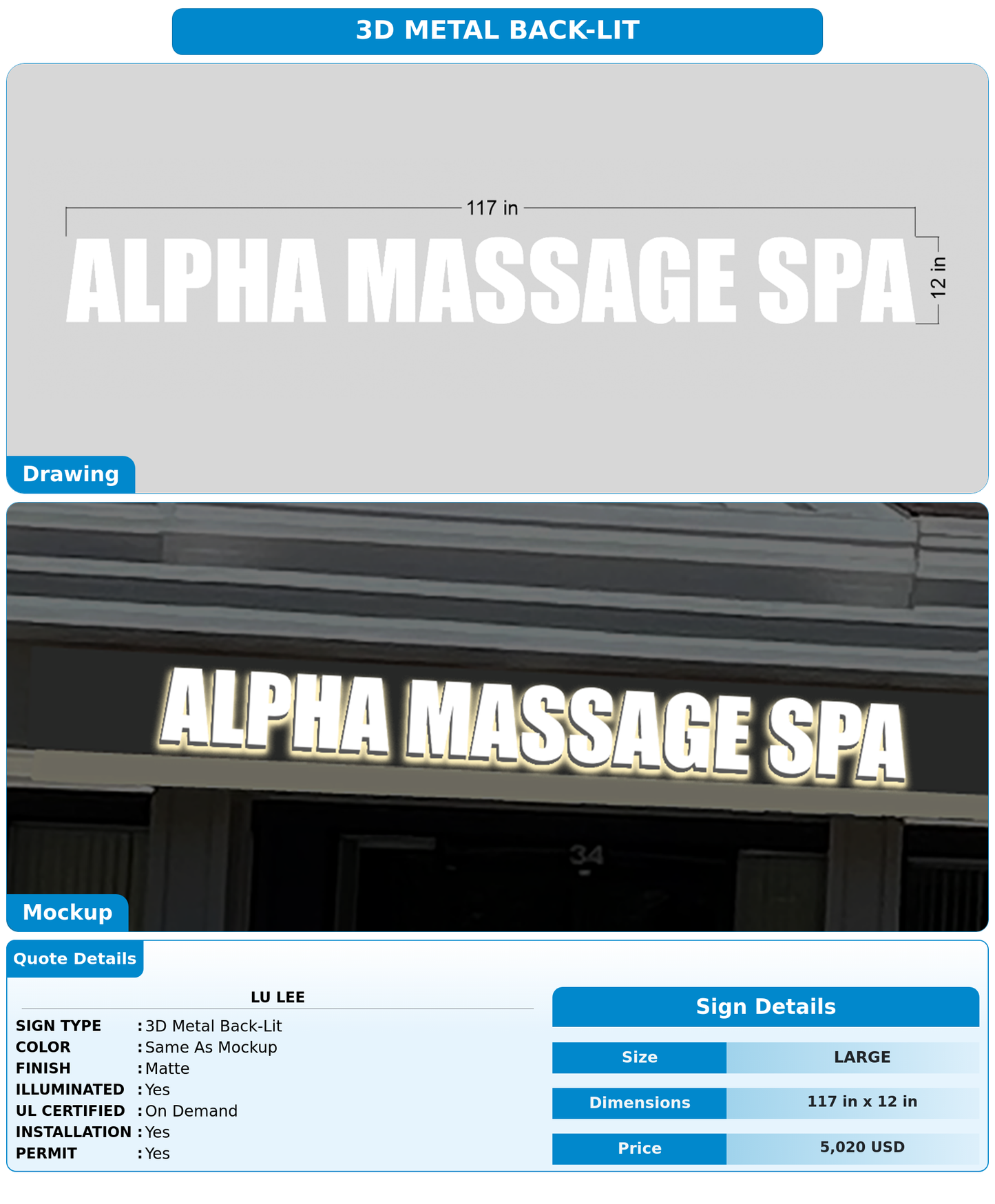 CUSTOM MOCKUP SIGN FOR Lu Lee