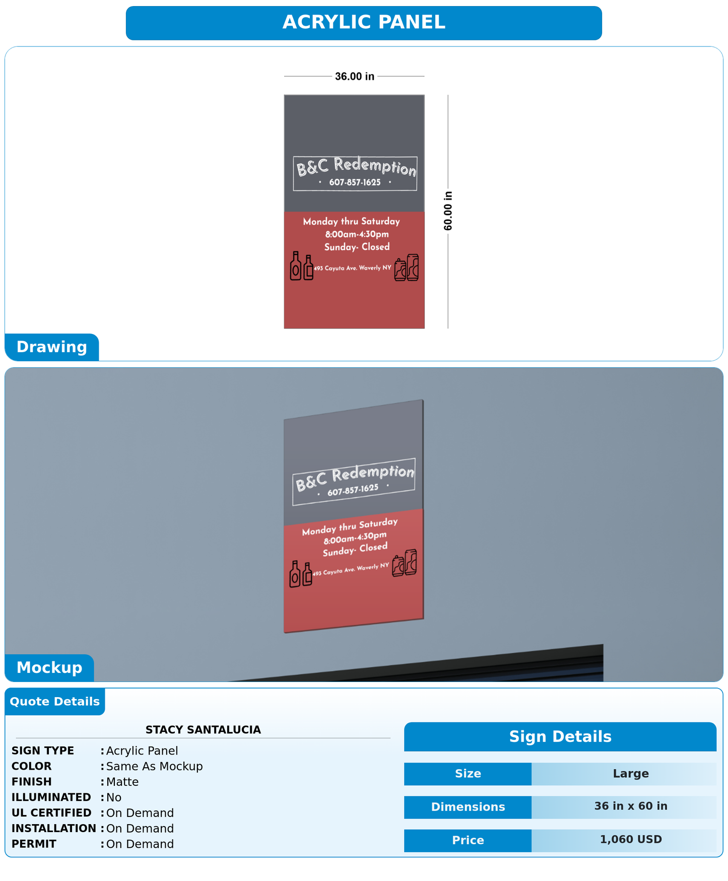 CUSTOM MOCKUP SIGN FOR Stacy Santalucia