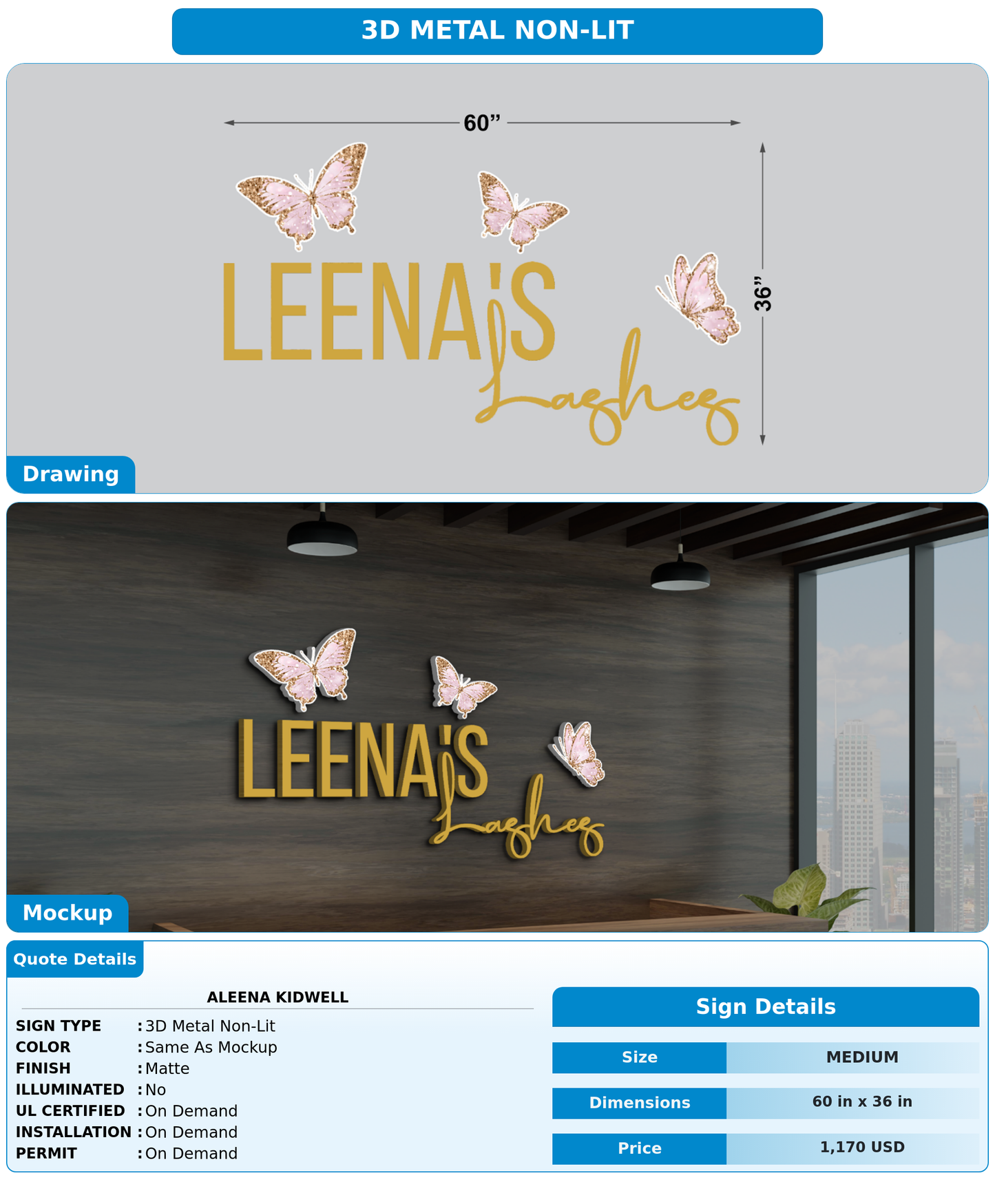 CUSTOM MOCKUP SIGN FOR Aleena Kidwell