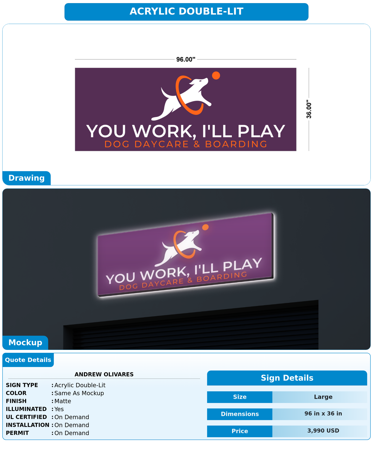 CUSTOM MOCKUP SIGN FOR Andrew Olivares
