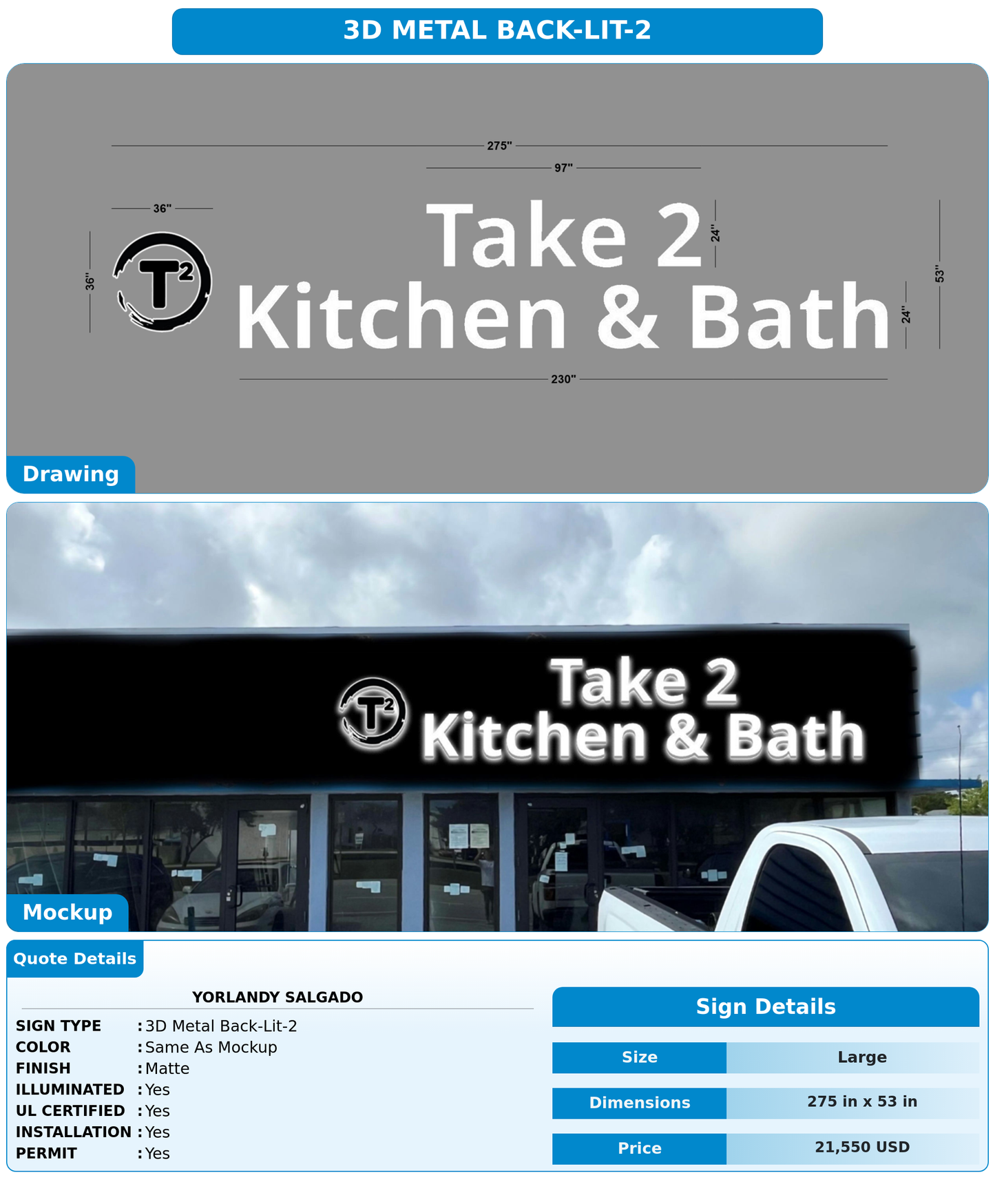 CUSTOM MOCKUP SIGN FOR Yorlandy Salgado