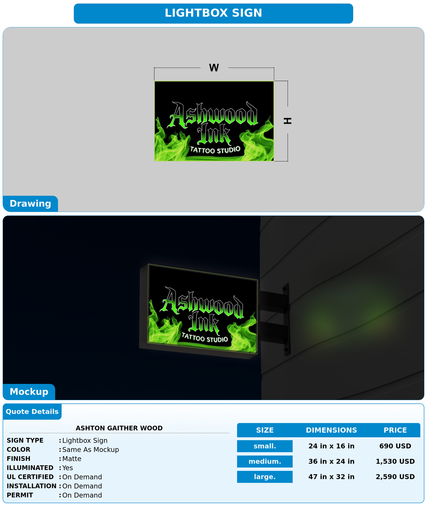 CUSTOM MOCKUP SIGN FOR Ashton Gaither Wood