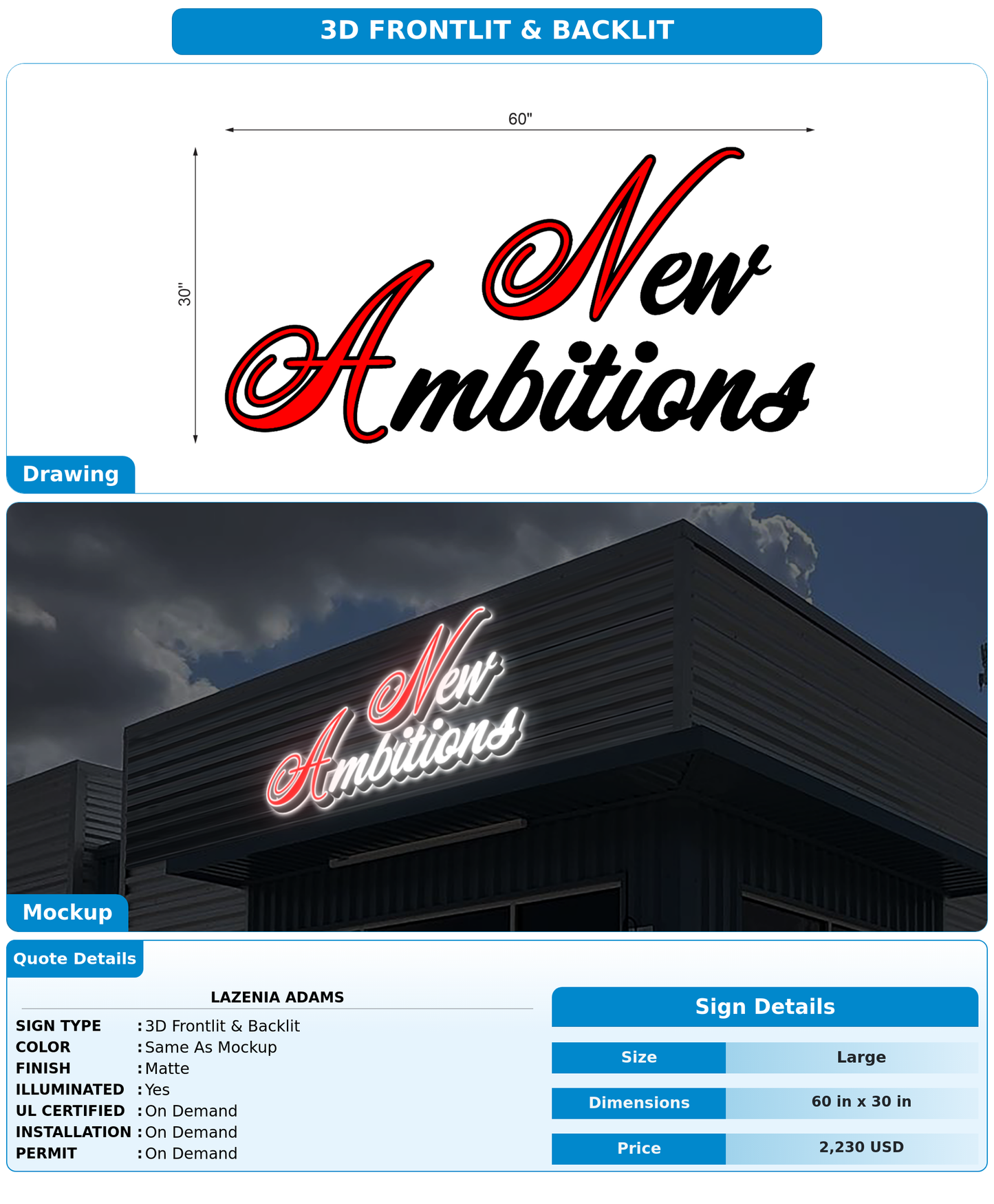 CUSTOM MOCKUP SIGN FOR Lazenia Adams