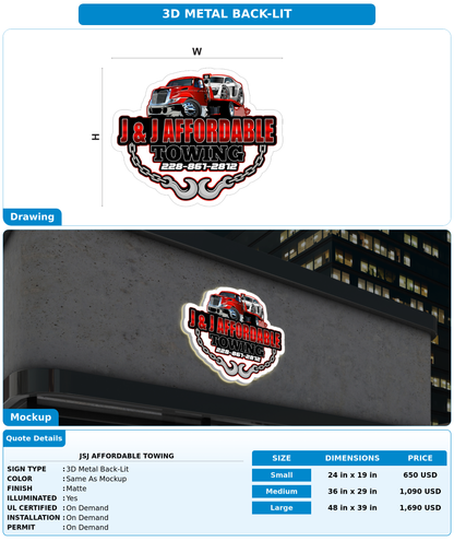 CUSTOM MOCKUP SIGN FOR JsJ Affordable Towing