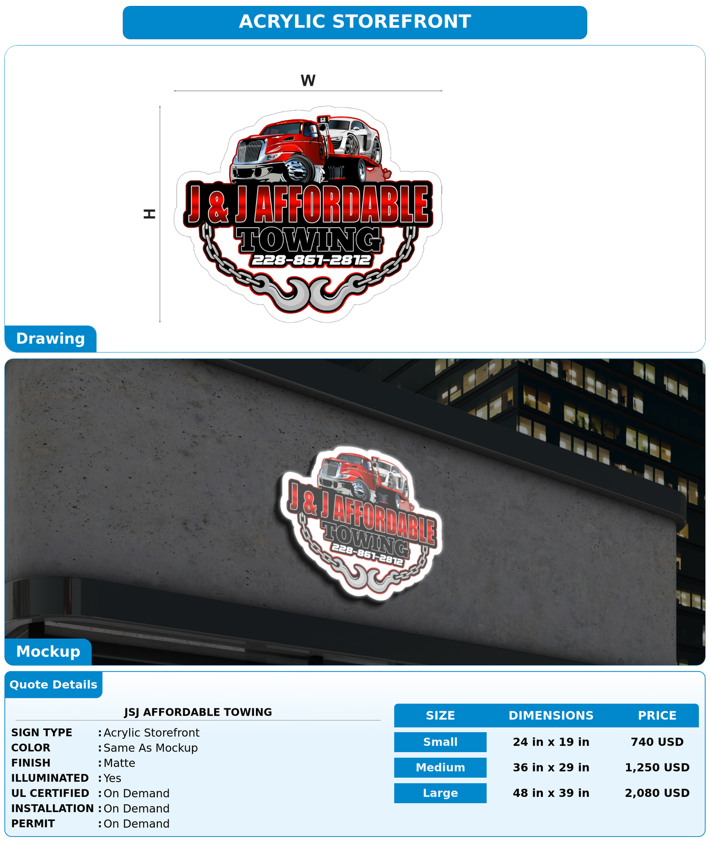 CUSTOM MOCKUP SIGN FOR JsJ Affordable Towing