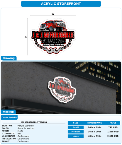 CUSTOM MOCKUP SIGN FOR JsJ Affordable Towing