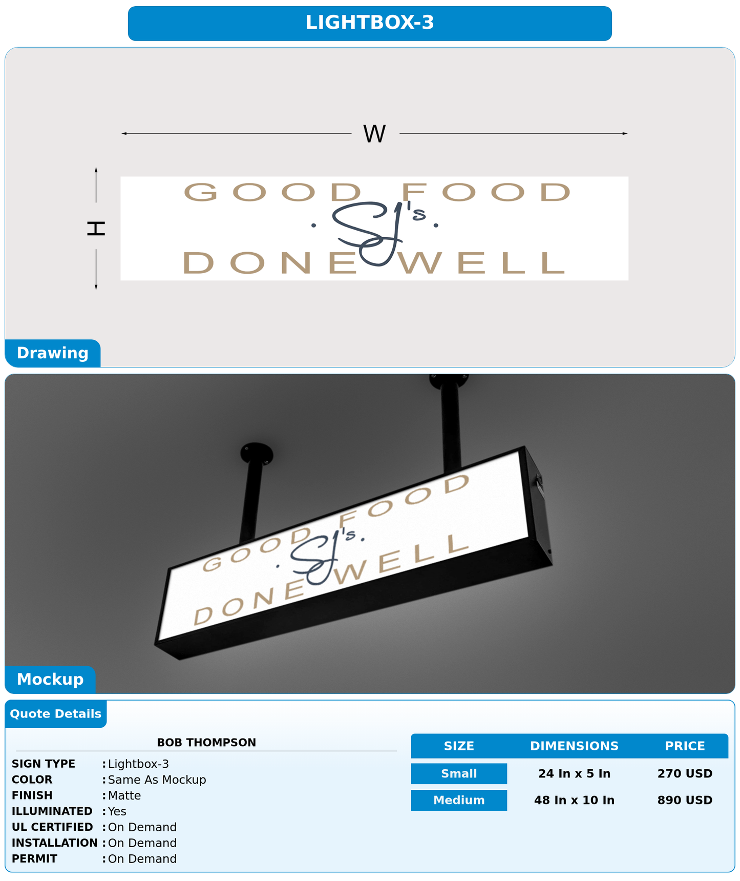 CUSTOM MOCKUP SIGN FOR Bob Thompson