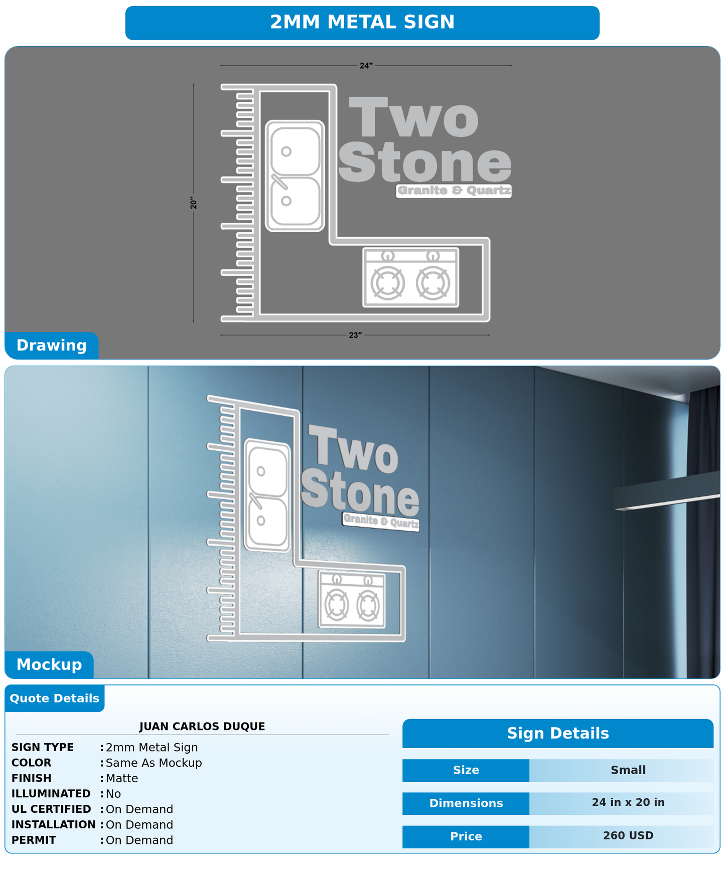 CUSTOM MOCKUP SIGN FOR Juan Carlos Duque
