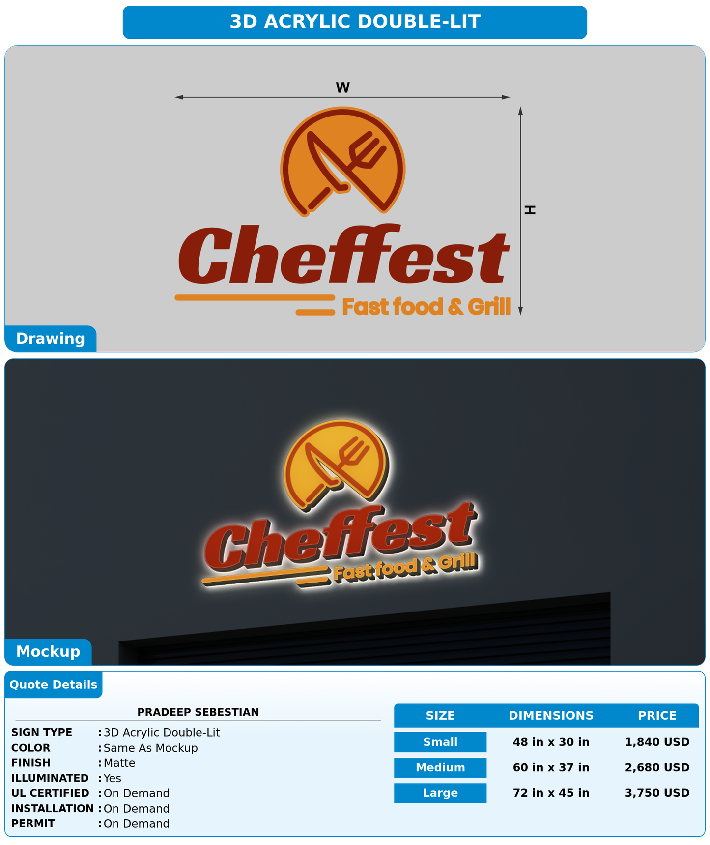 CUSTOM MOCKUP SIGN FOR Pradeep Sebestian