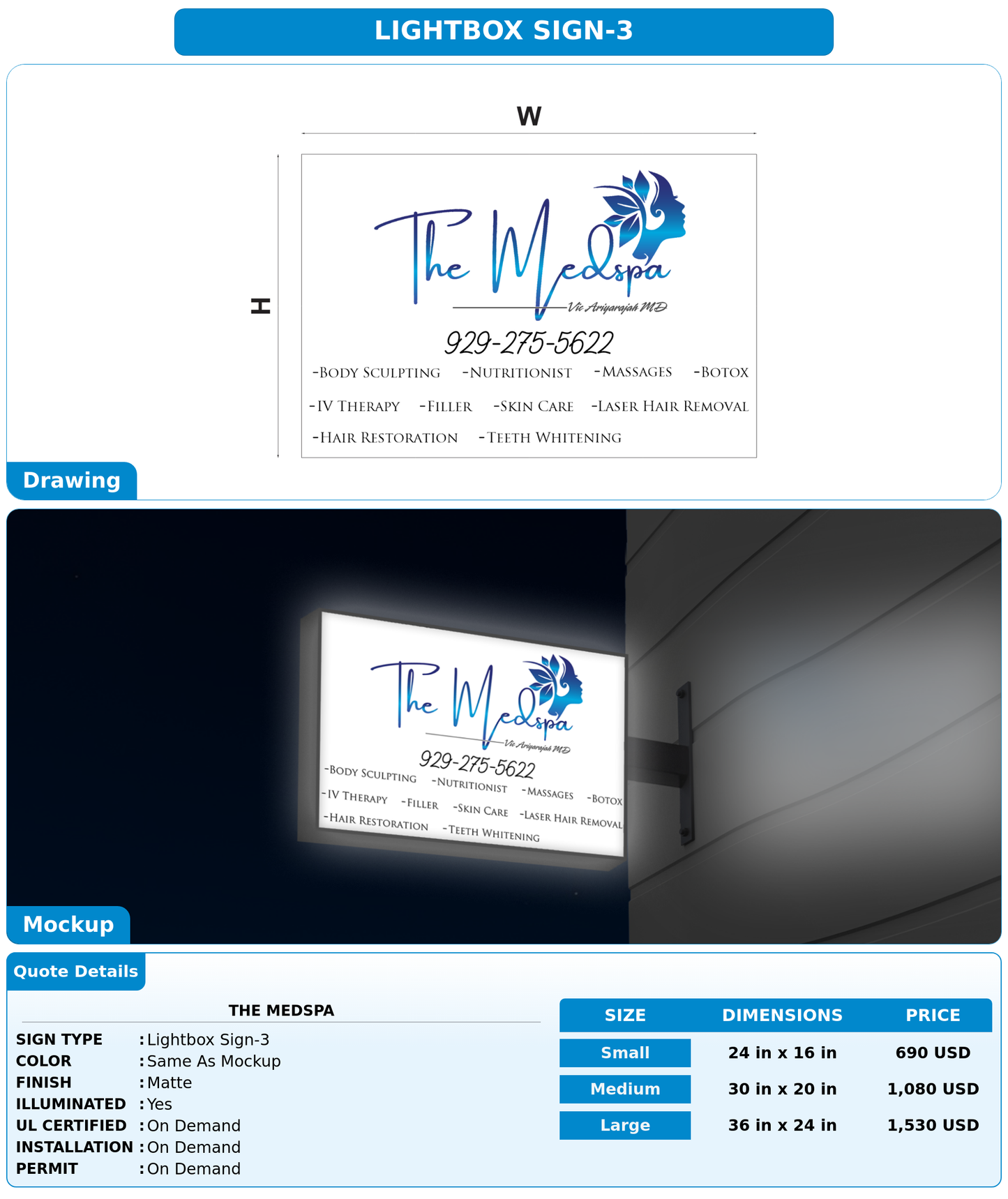 CUSTOM MOCKUP SIGN FOR THE MEDSPA
