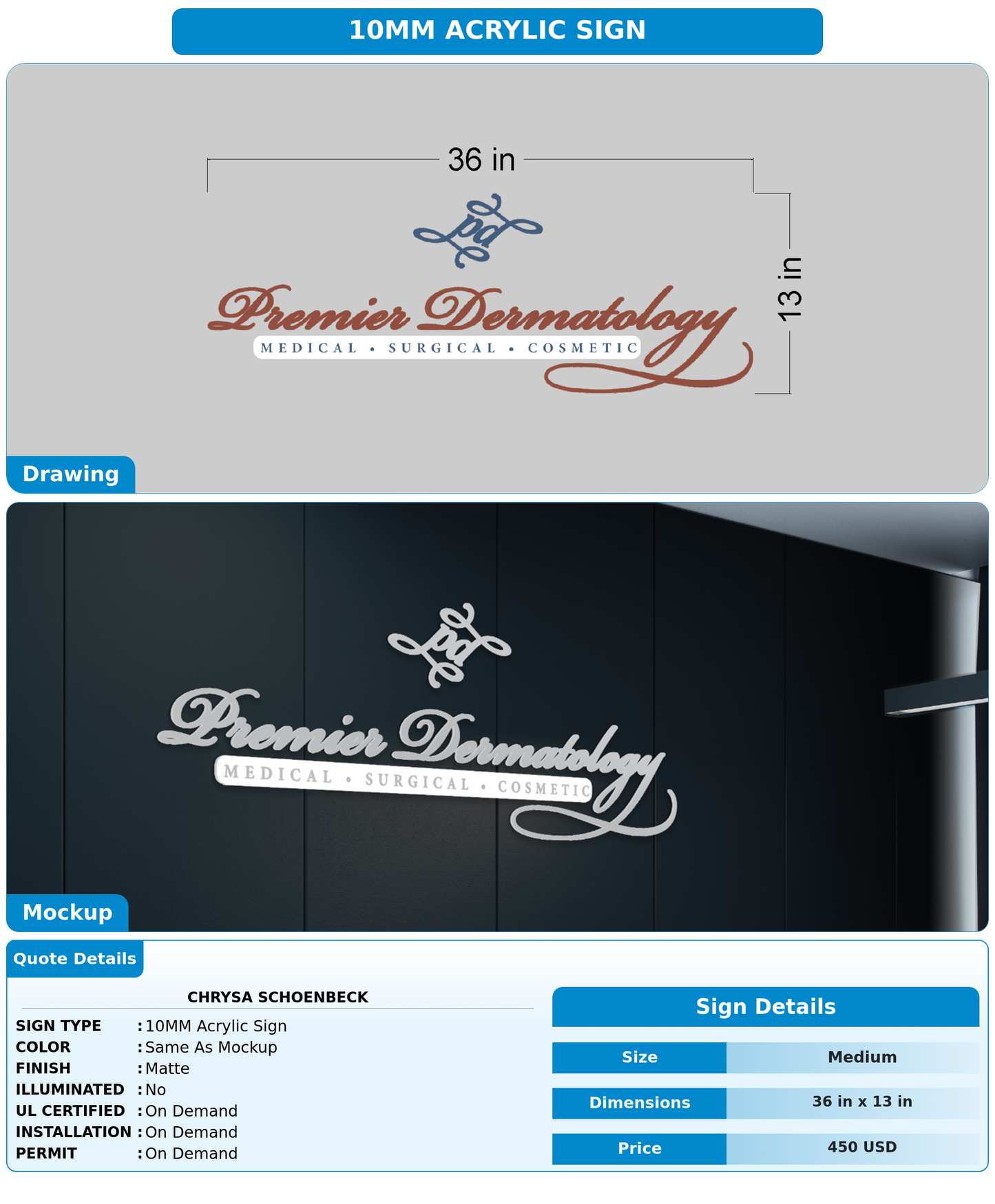 CUSTOM MOCKUP SIGN FOR Chrysa Schoenbeck