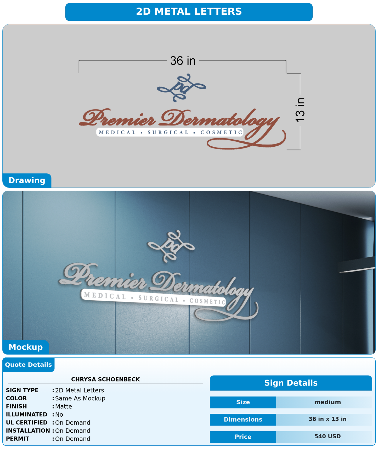 CUSTOM MOCKUP SIGN FOR Chrysa Schoenbeck