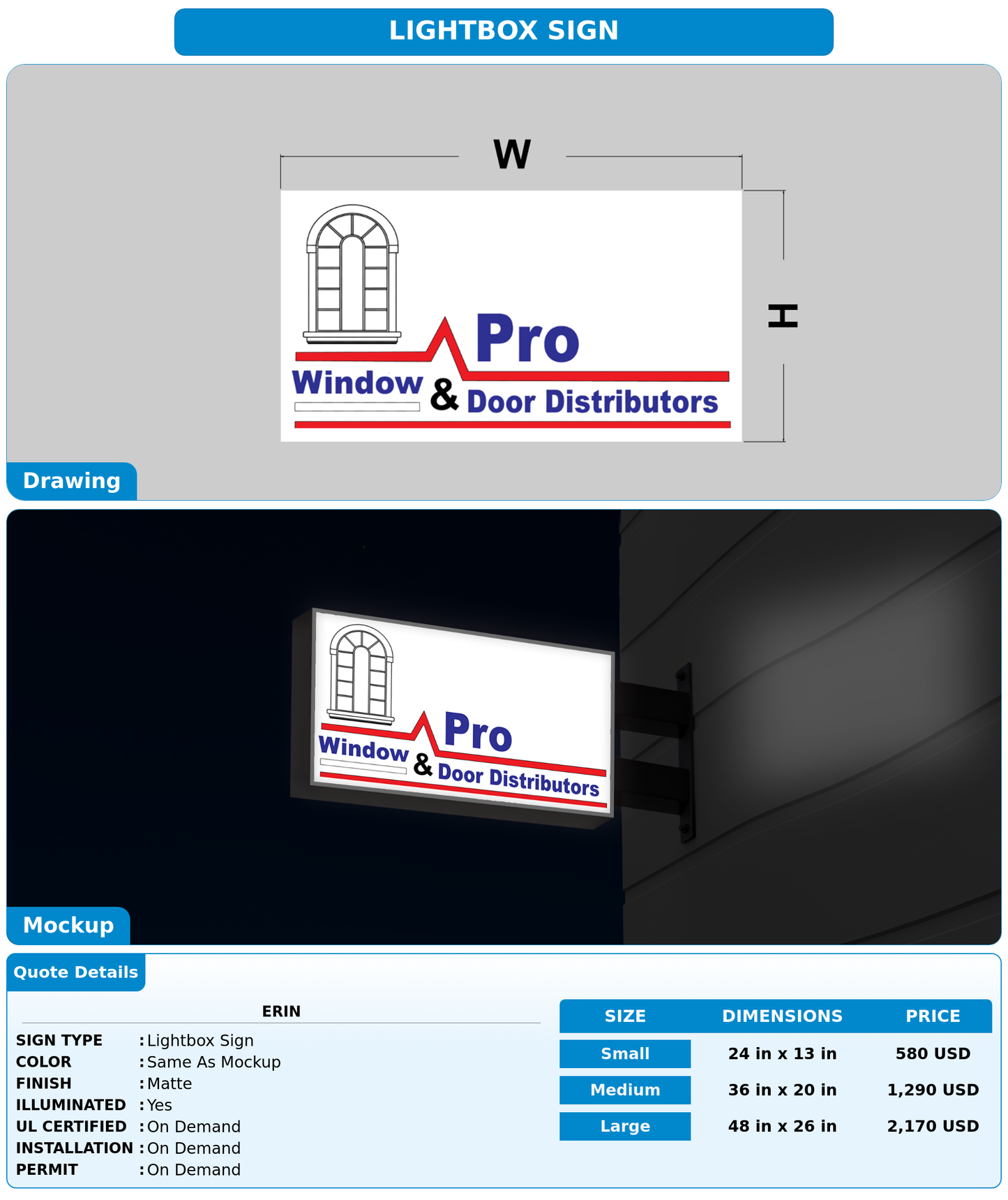CUSTOM MOCKUP SIGN FOR Erin