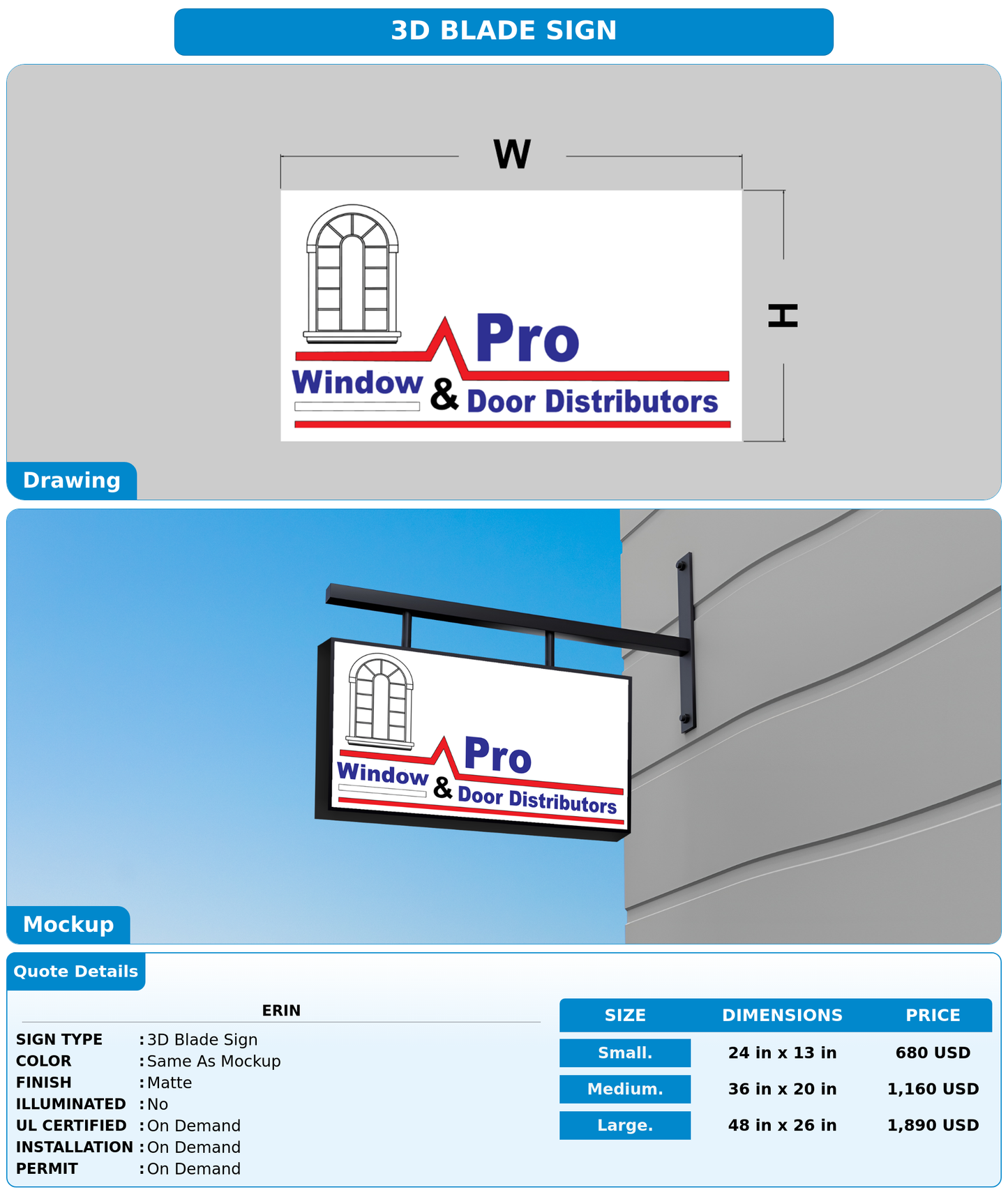 CUSTOM MOCKUP SIGN FOR Erin