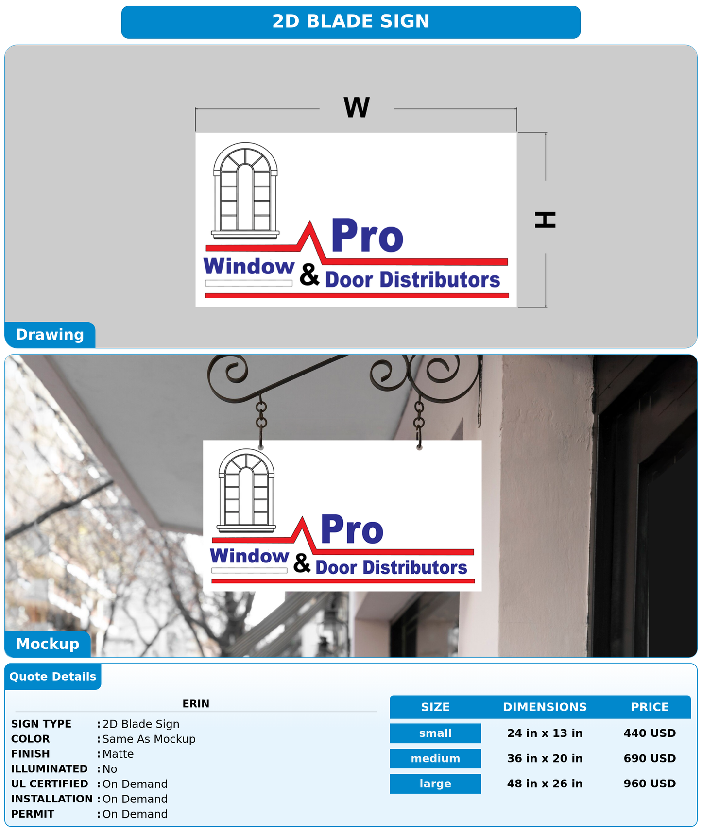 CUSTOM MOCKUP SIGN FOR Erin
