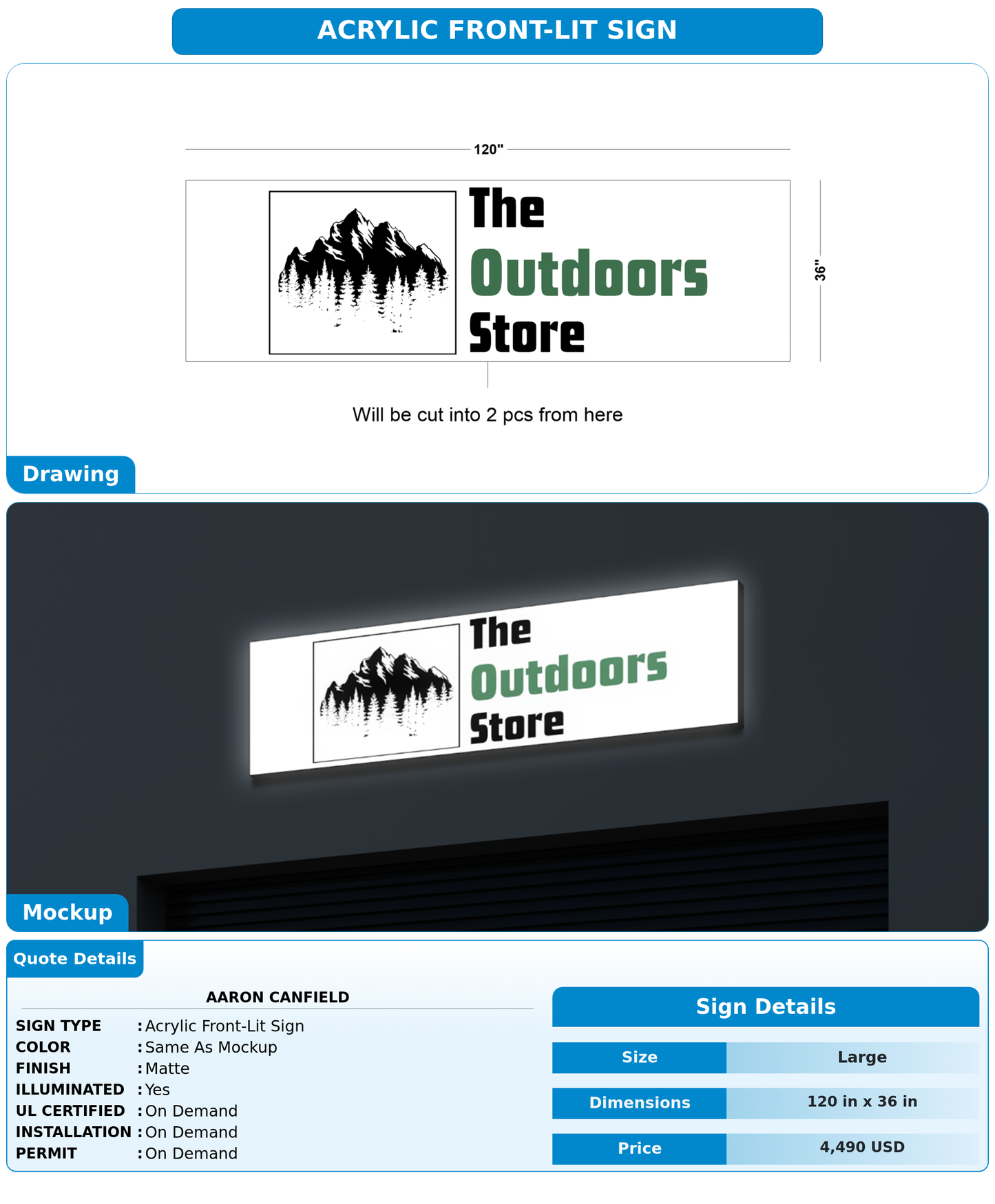 CUSTOM MOCKUP SIGN FOR Aaron Canfield