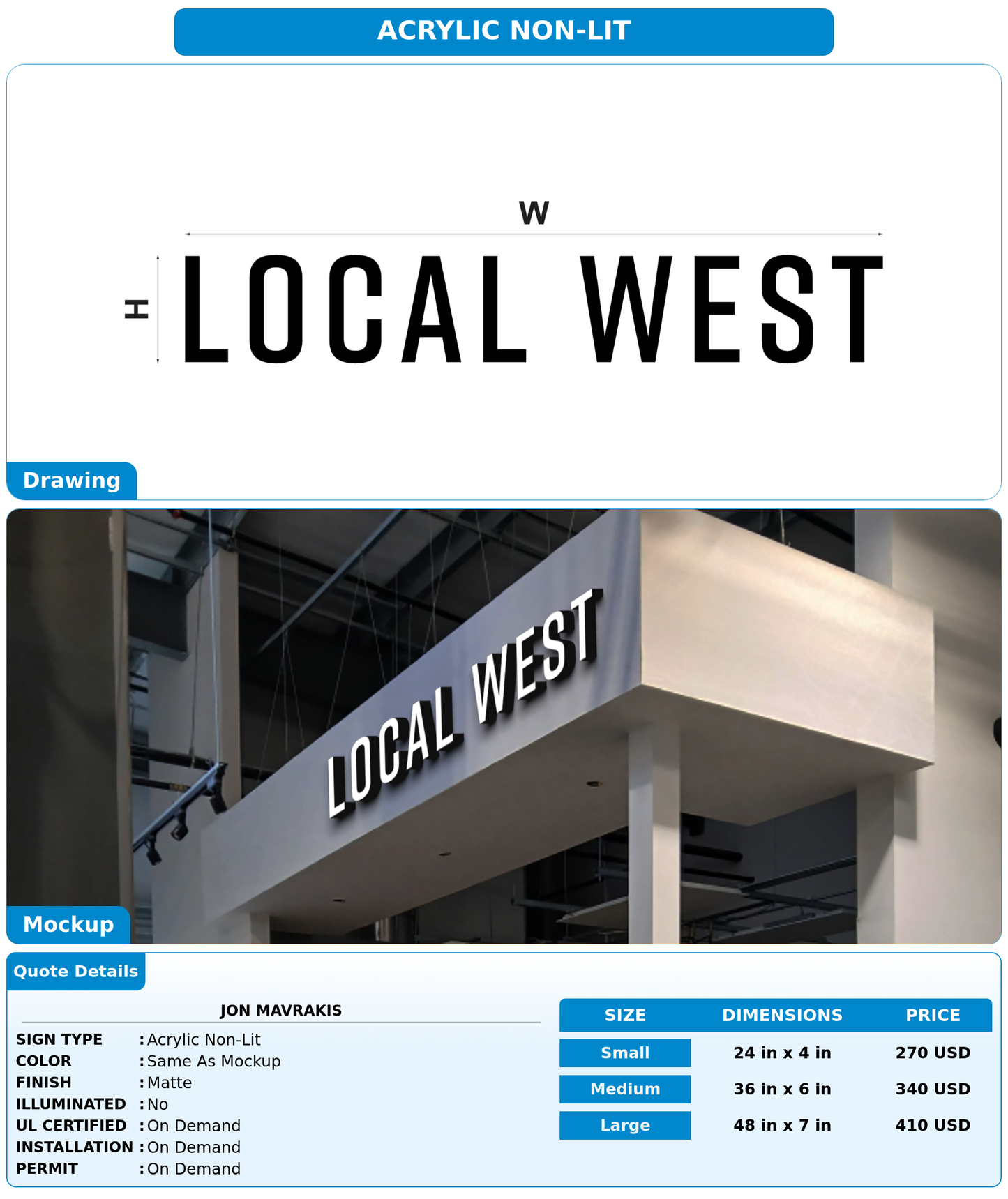 CUSTOM MOCKUP SIGN FOR Jon Mavrakis