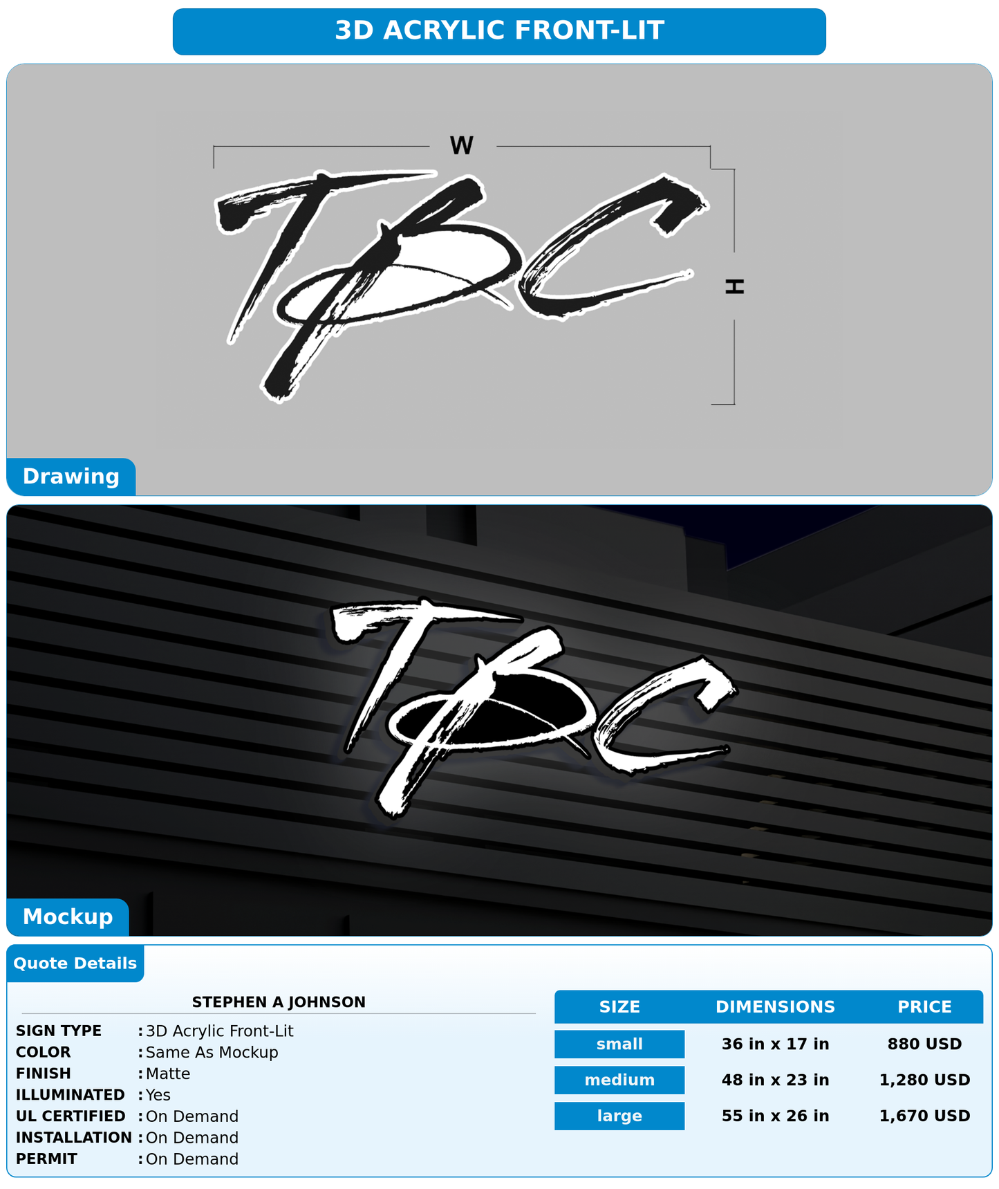 CUSTOM MOCKUP SIGN FOR Stephen A Johnson