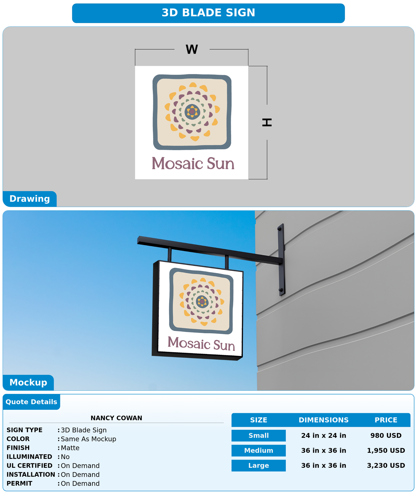 CUSTOM MOCKUP SIGN FOR Nancy Cowan