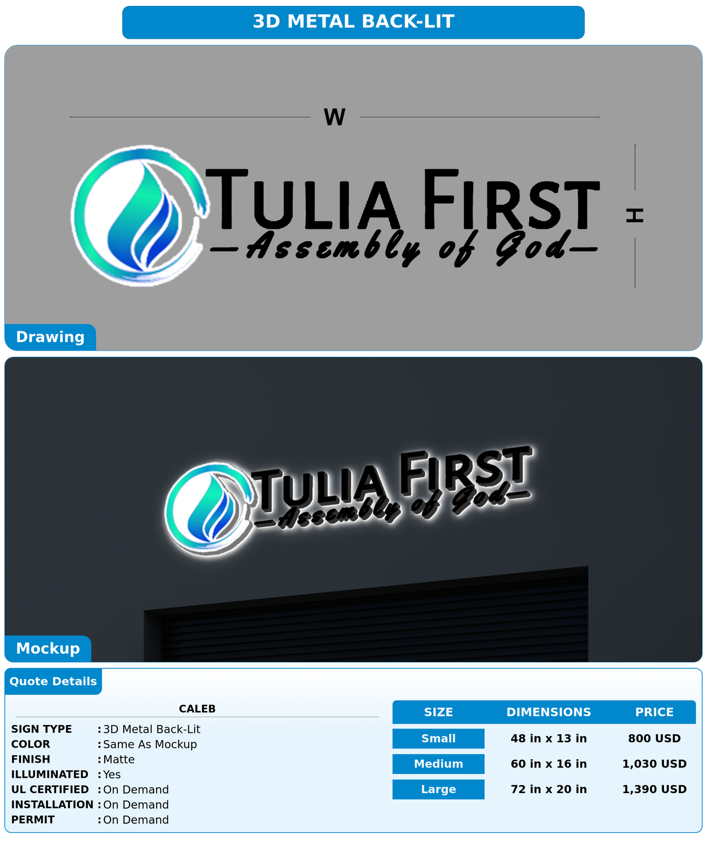 CUSTOM MOCKUP SIGN FOR Caleb