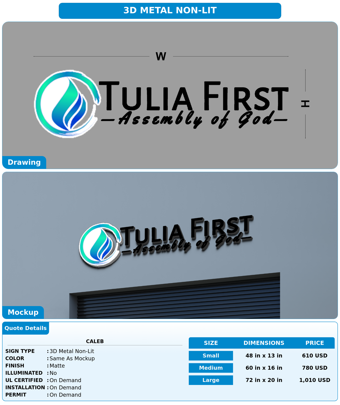 CUSTOM MOCKUP SIGN FOR Caleb