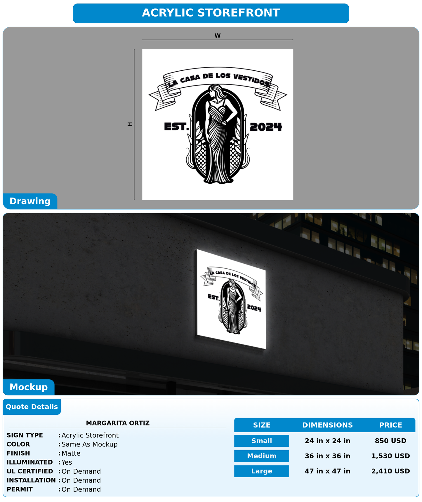 CUSTOM MOCKUP SIGN FOR Margarita Ortiz