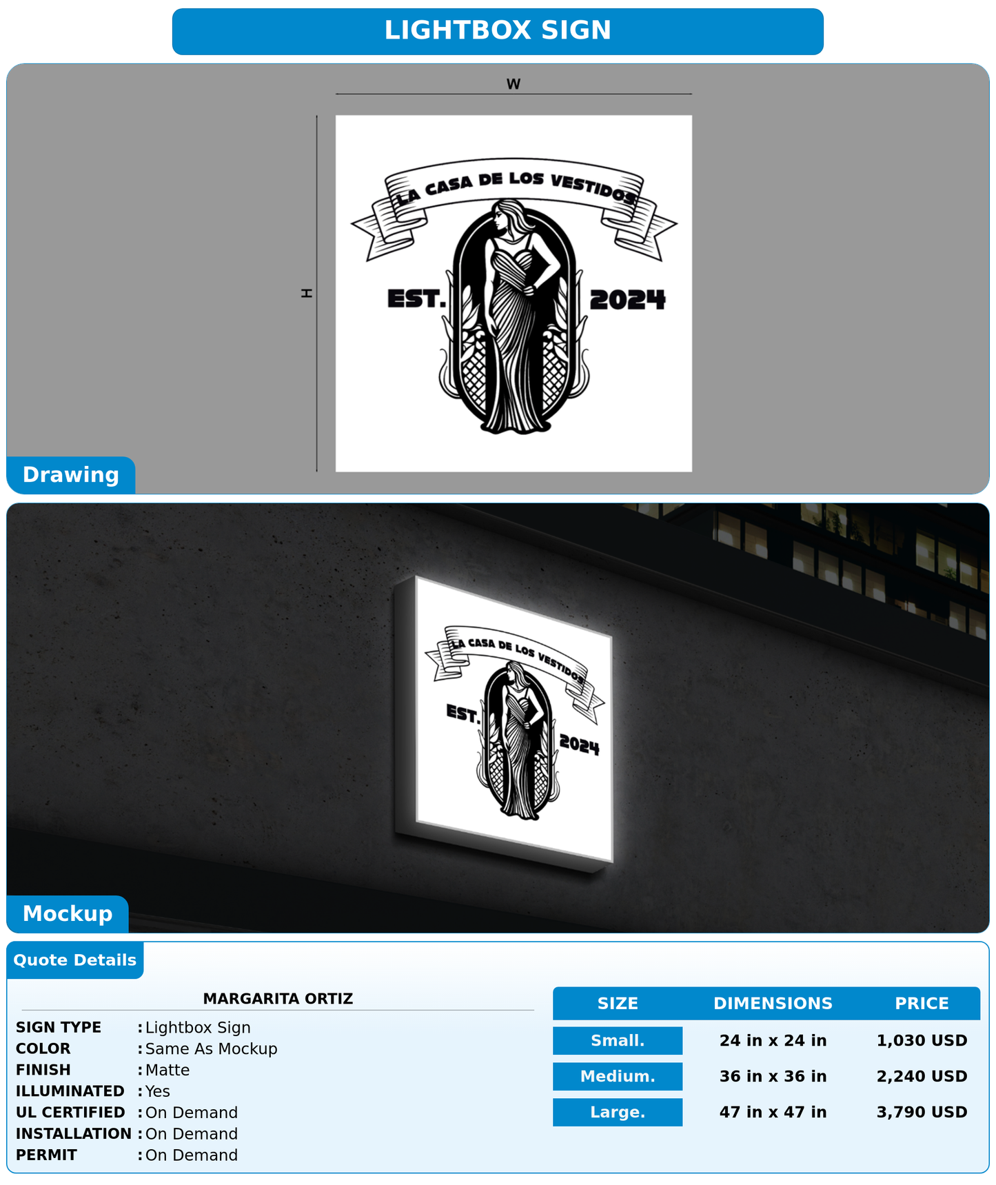 CUSTOM MOCKUP SIGN FOR Margarita Ortiz