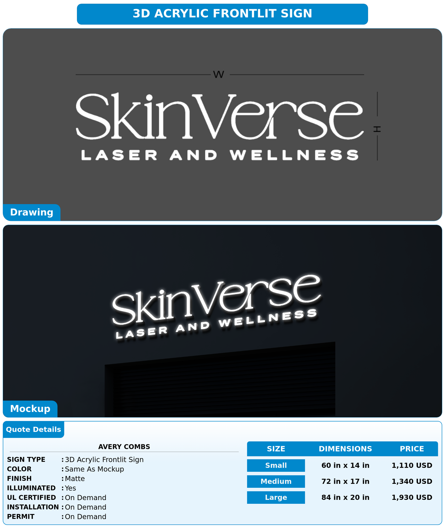 CUSTOM MOCKUP SIGN FOR Avery Combs
