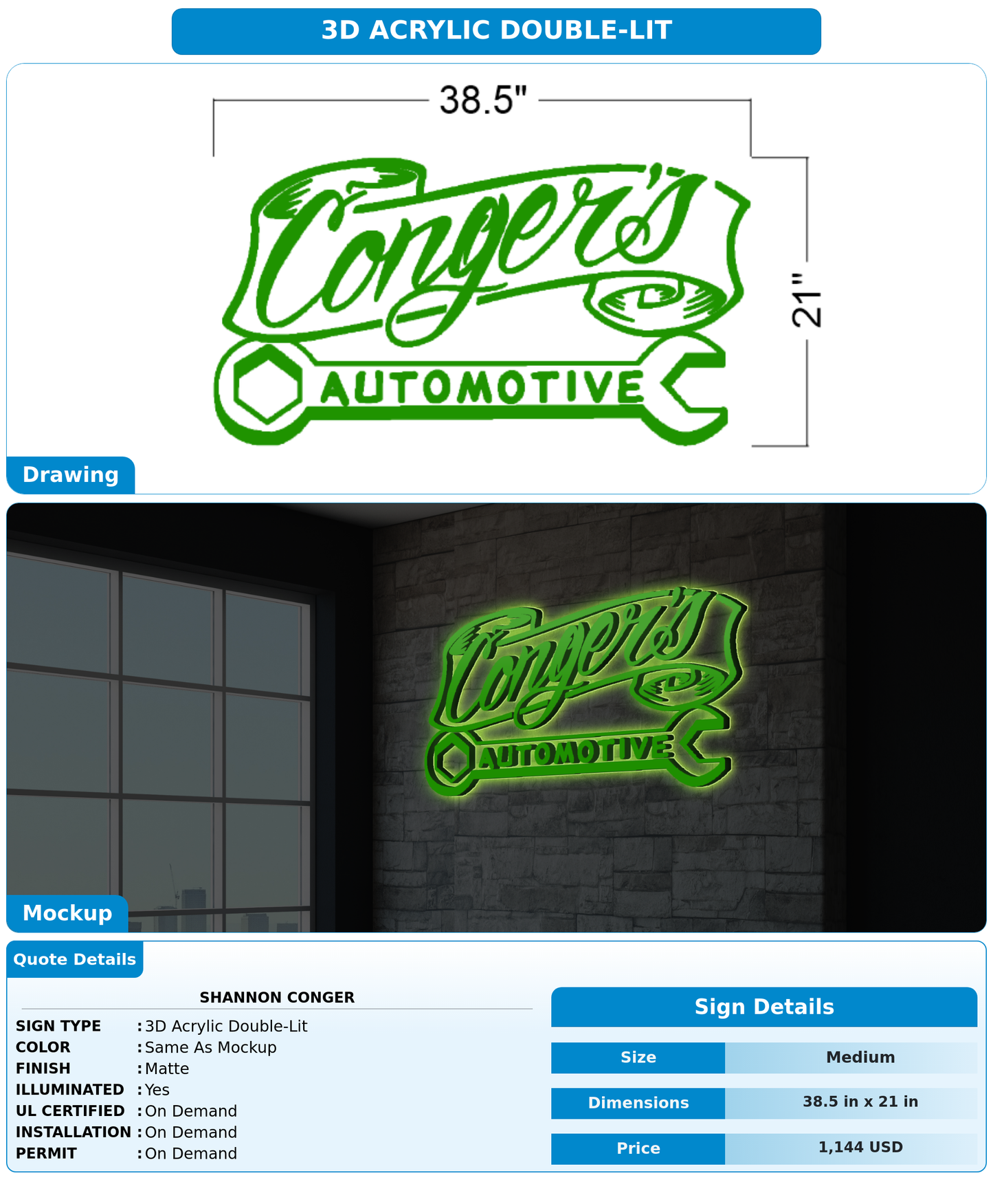 CUSTOM MOCKUP SIGN FOR Shannon Conger