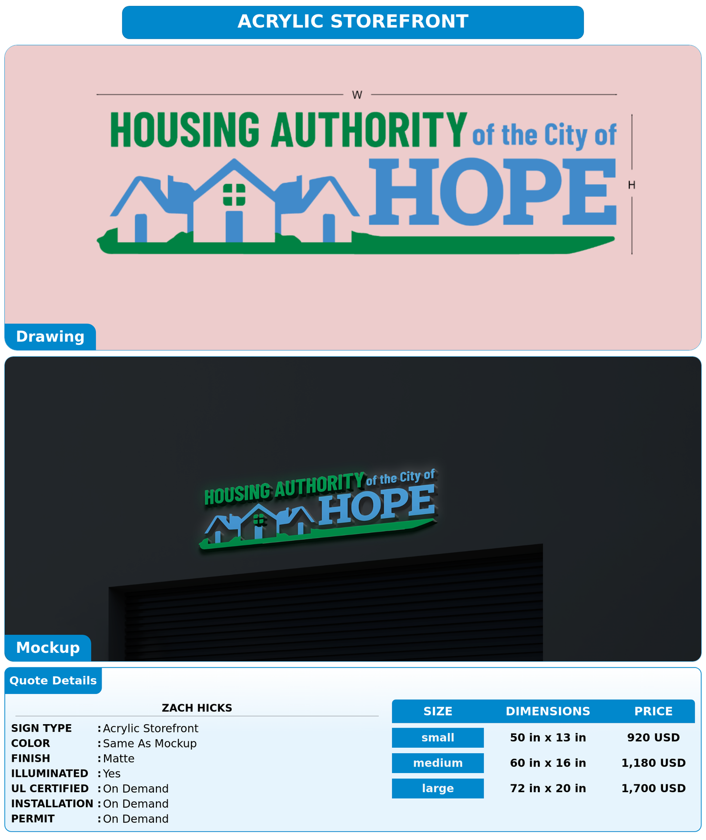 CUSTOM MOCKUP SIGN FOR Zach Hicks