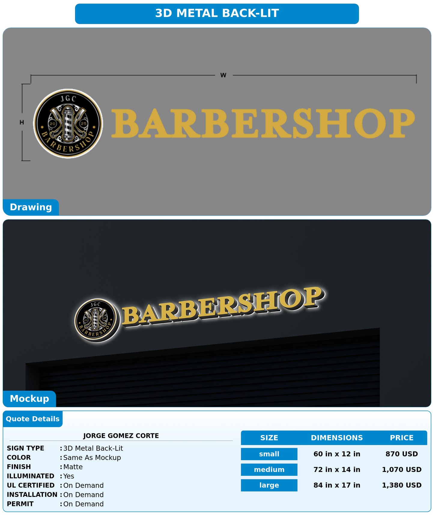 CUSTOM MOCKUP SIGN FOR JORGE GOMEZ CORTE