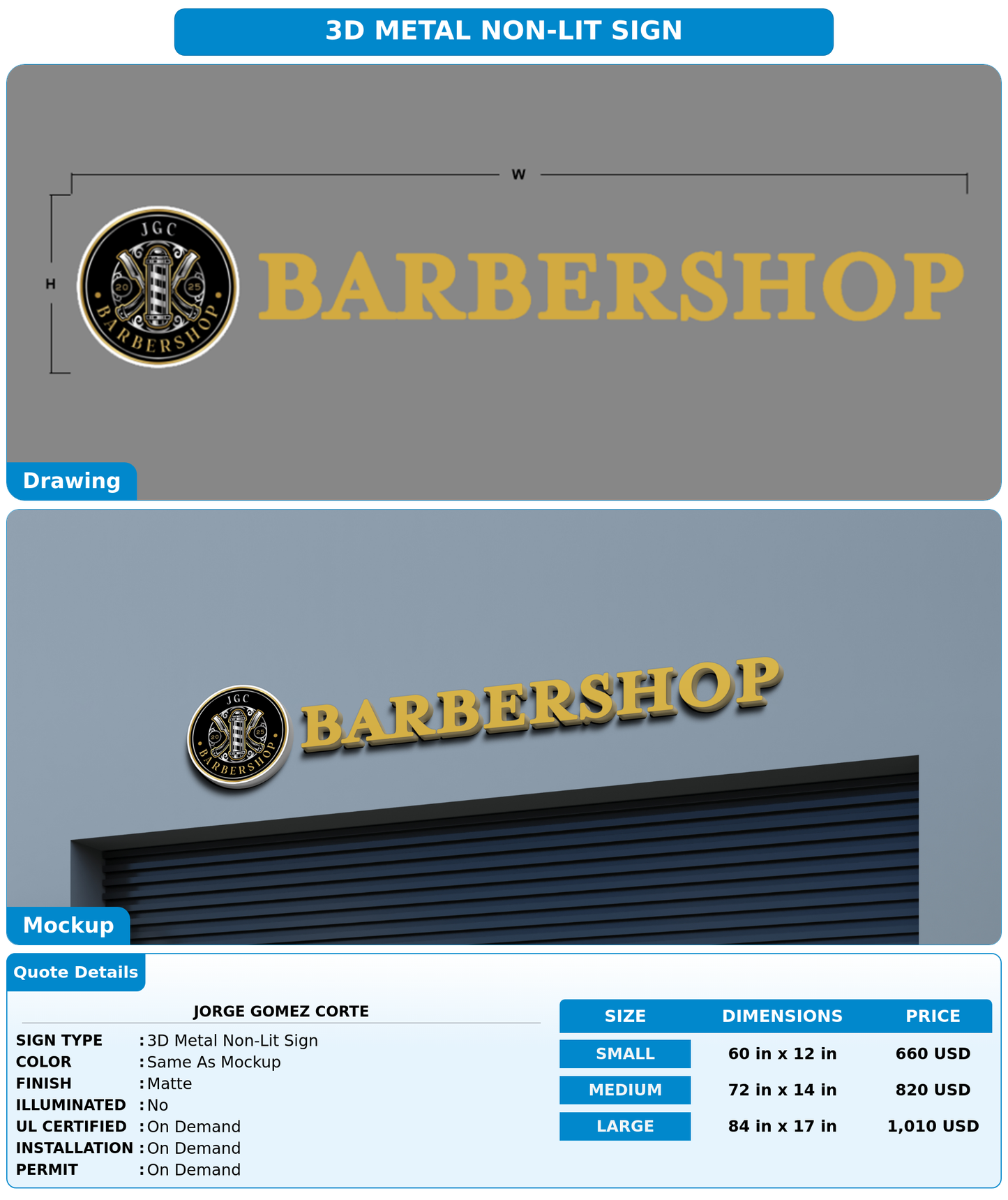 CUSTOM MOCKUP SIGN FOR JORGE GOMEZ CORTE