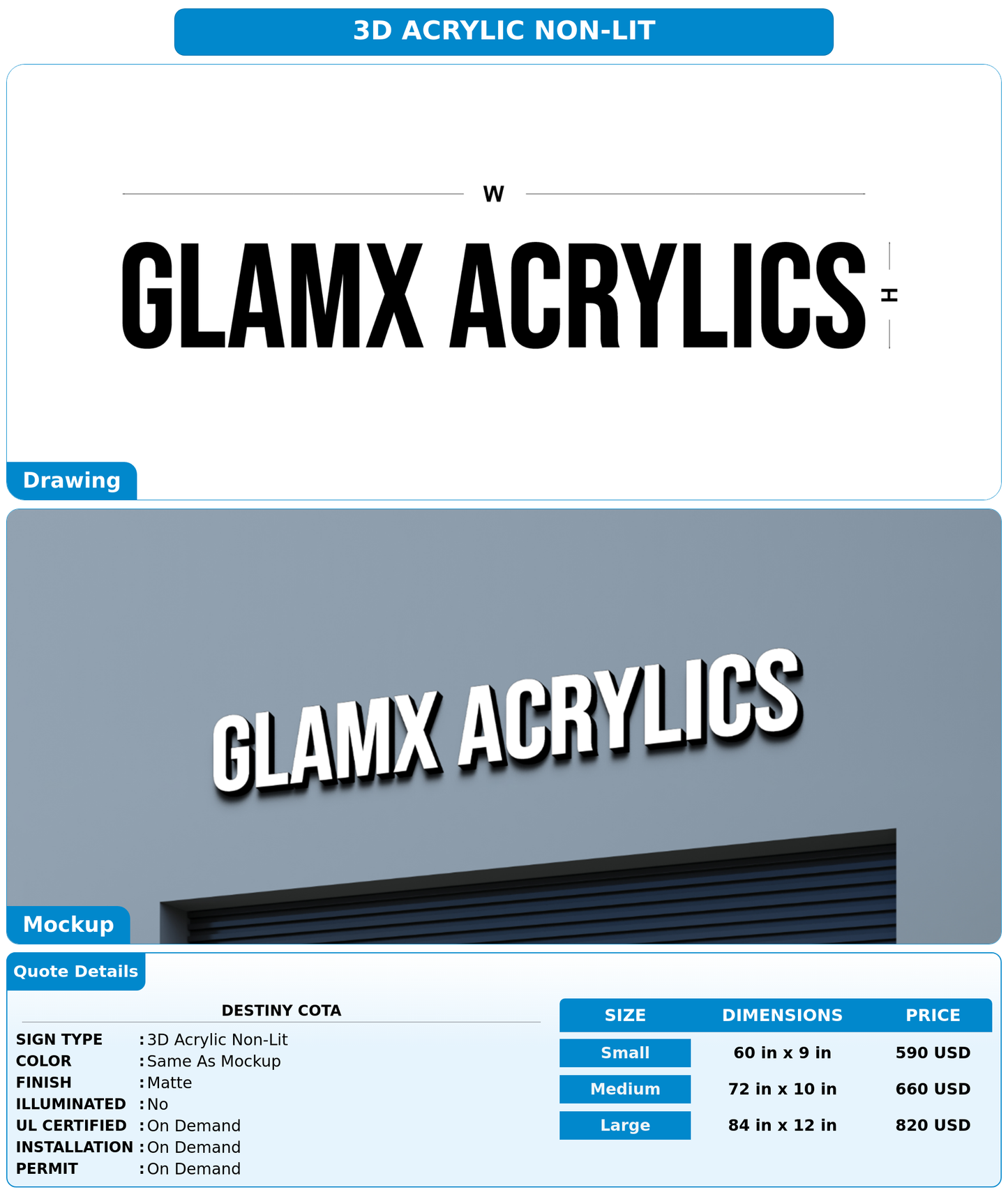 CUSTOM MOCKUP SIGN FOR Destiny Cota